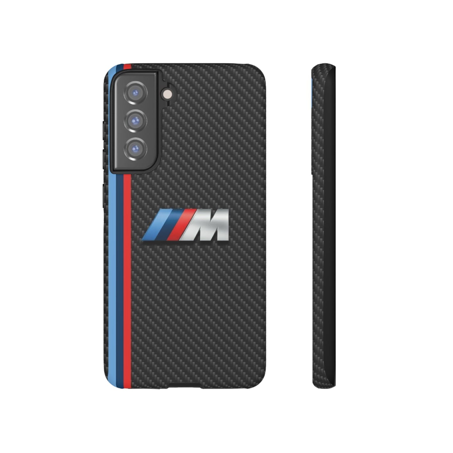 Phone Case - Black Tough Case for iPhones, Galaxy, Pixel, Blue And Red Stripes, BMW M Series