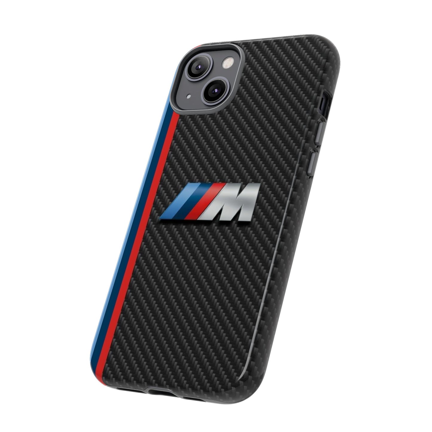 Phone Case - Black Tough Case for iPhones, Galaxy, Pixel, Blue And Red Stripes, BMW M Series