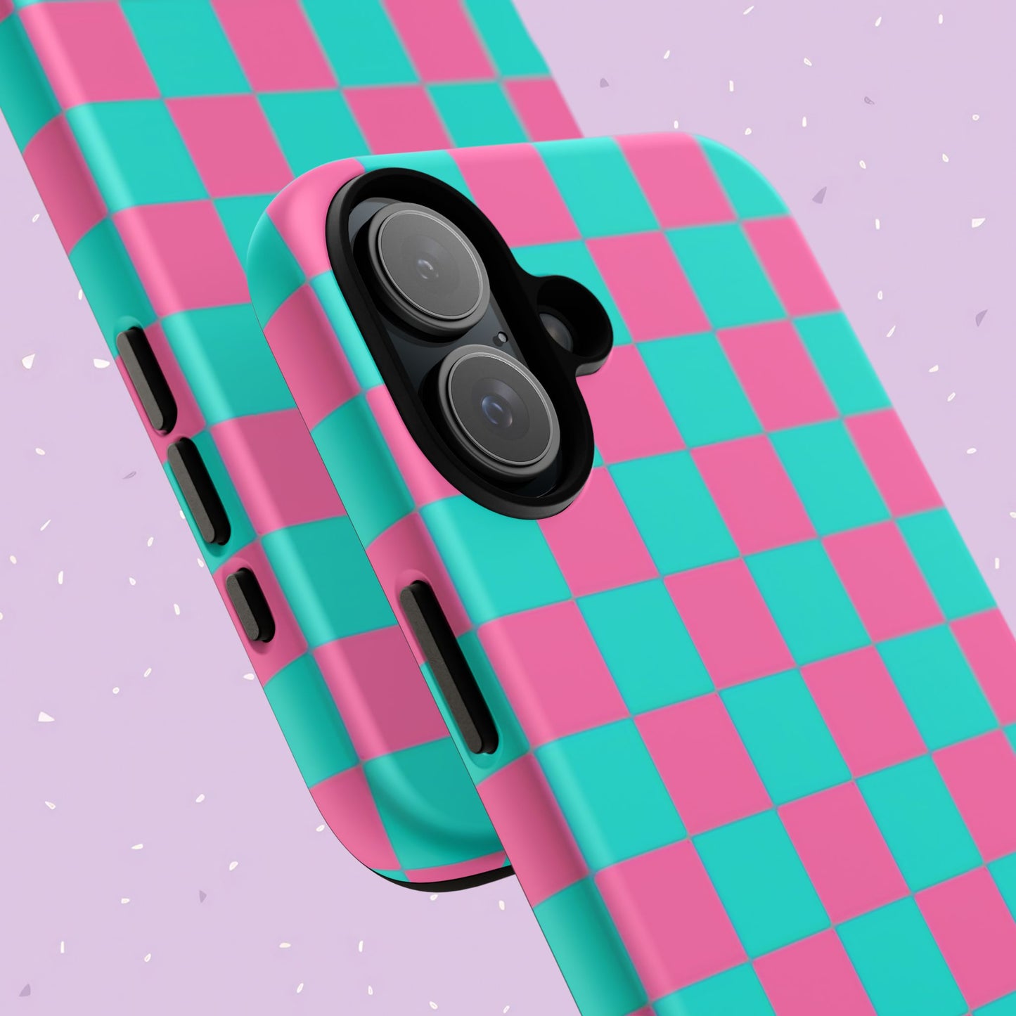 Hot Pink And Teal Checker Pattern Tough Case for iPhone, Galaxy Phones and Google Pixel