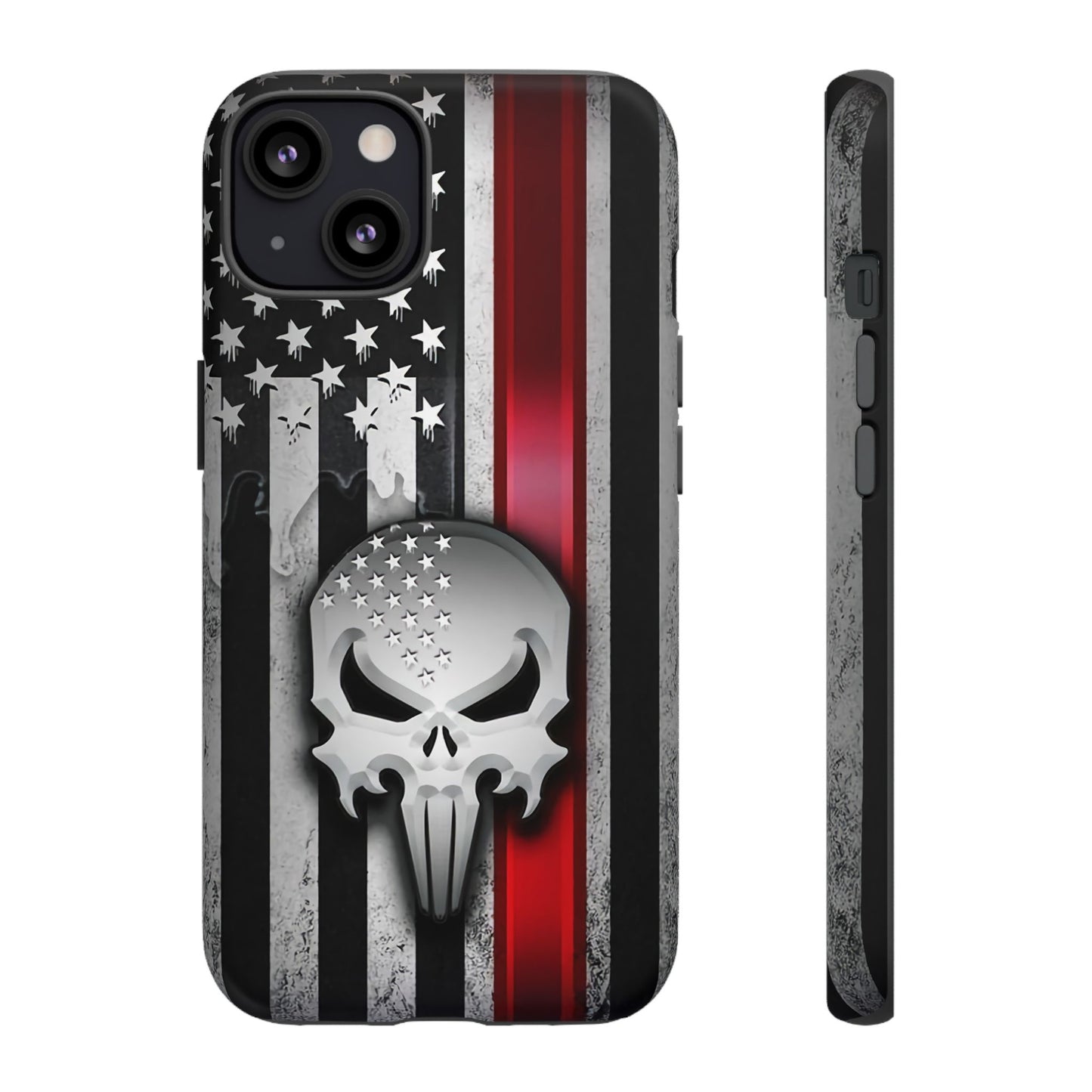 Tough Cases For iPhone, Galaxy and Pixel,  Thin Red Line, Jake Skull Design