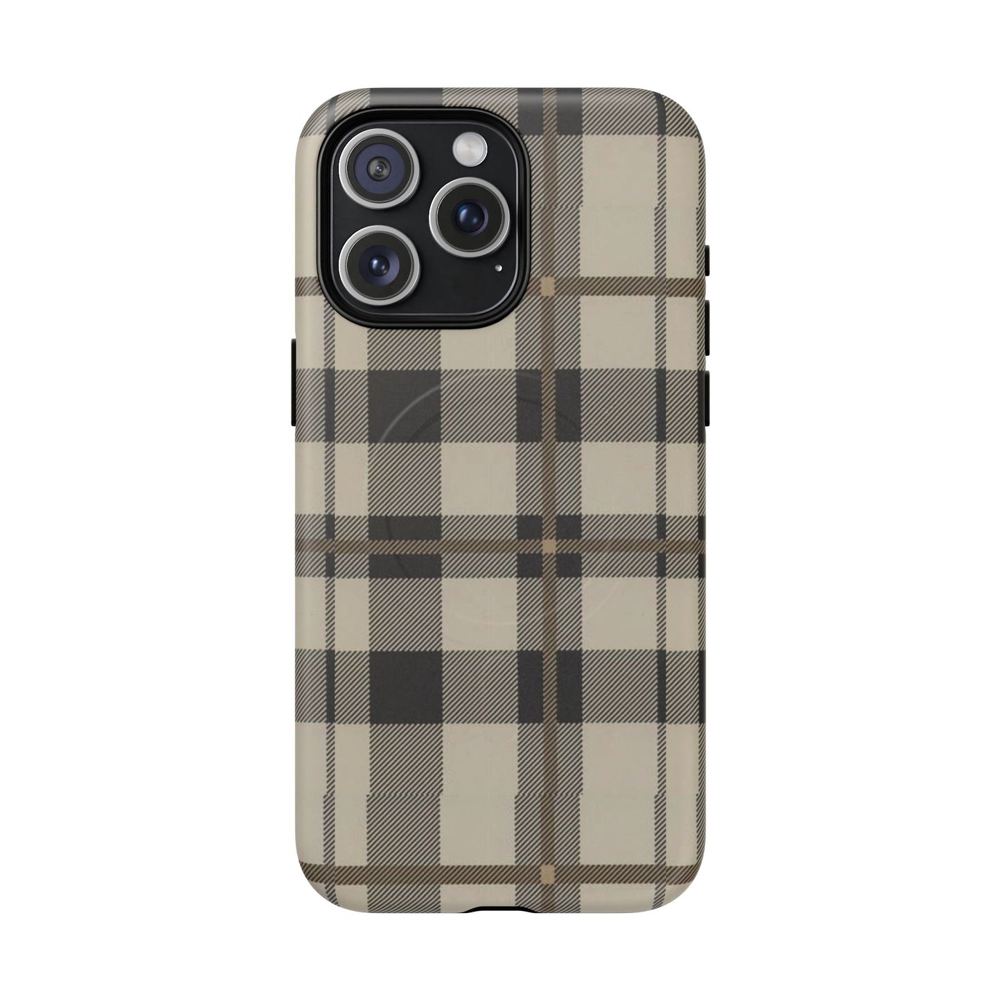 Neutral Plaid Phone Case Tough Magnetic Case | Beige Tartan Gift Idea