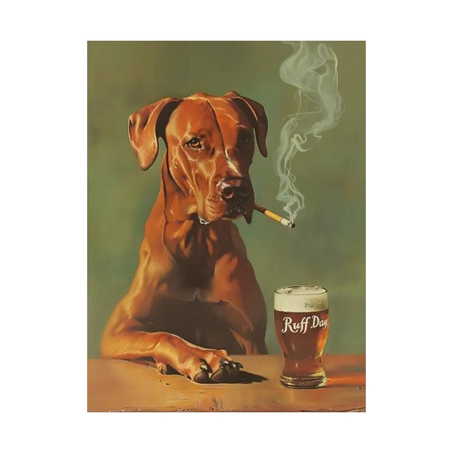 Funny Dog Bar Decor Poster, Ruff Day Matte Vertical Poster, Beverage Art Print