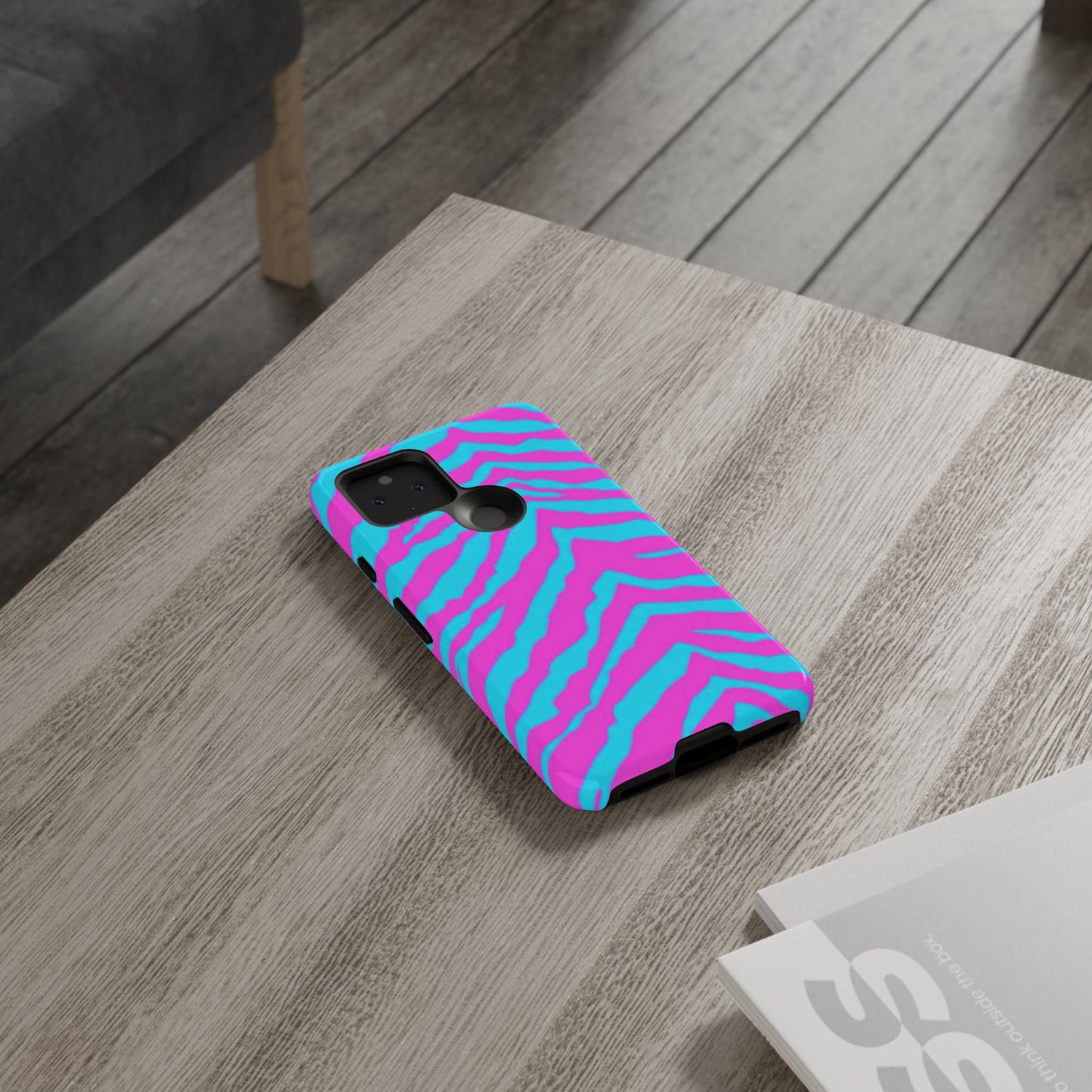 Animal Print Hot Pink And Teal Tough Case for iPhone, Galaxy and Google Pixel