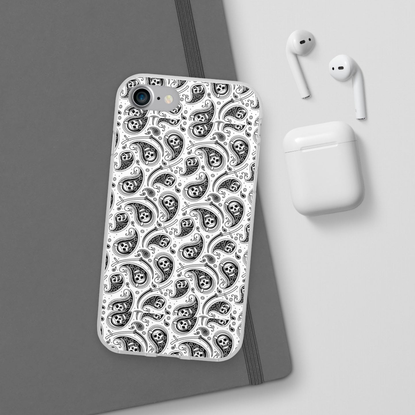 Skull Paisley Pattern Phone Case TPU Soft Flexi Case for iPhones