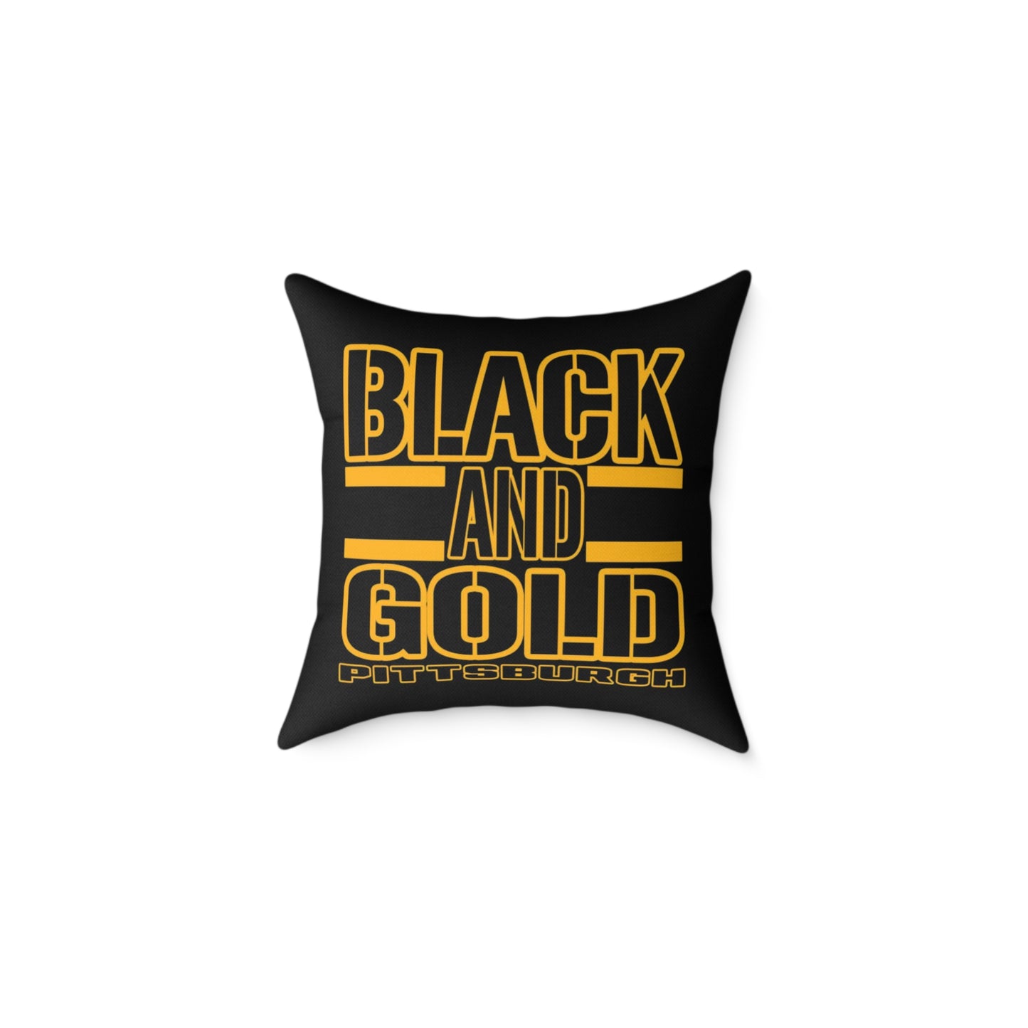 Pittsburgh Black and Gold Square Pillow Cover — Bold Typography Accent Cushion for Home & Game Day
