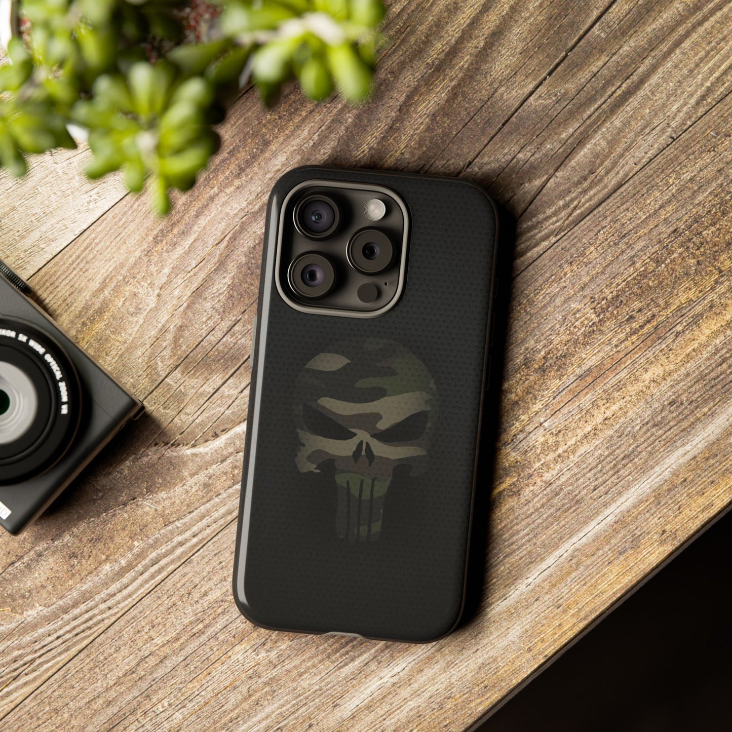 Camo Green Tough Case For iPhone, Samsung Galaxy, Jake Skull Punisher Graphic