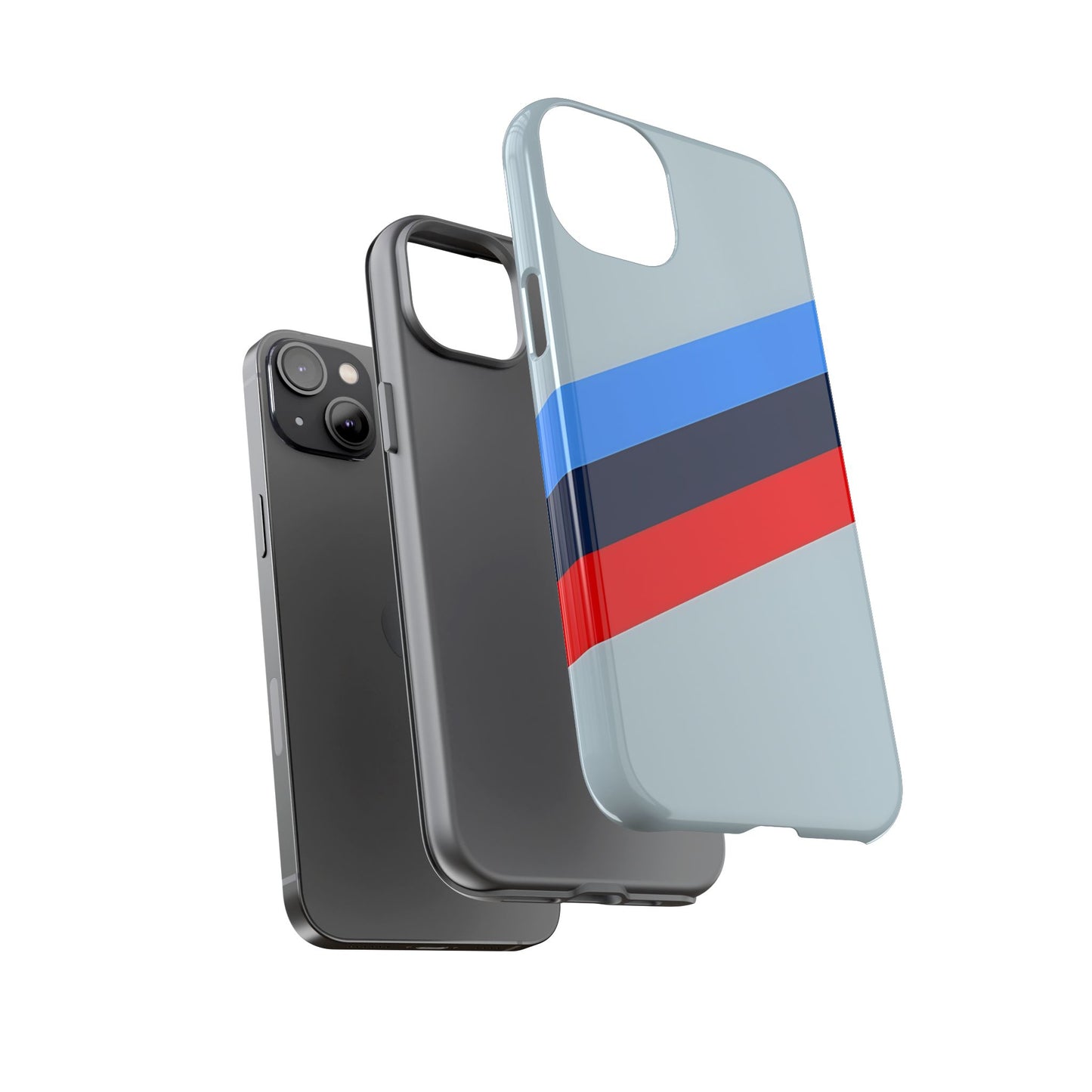 Gray Tough Case For iPhone, Samsung Galaxy and Google Pixel, Blue & Red Stripe