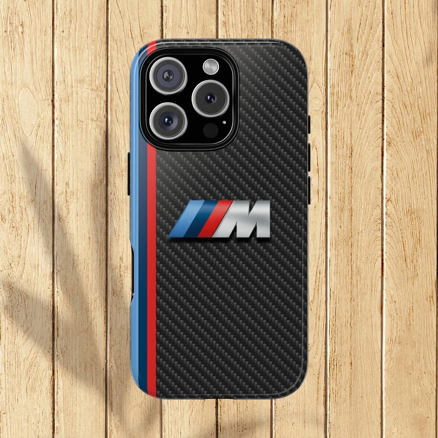 Phone Case - Black Tough Case for iPhones, Galaxy, Pixel, Blue And Red Stripes, BMW M Series