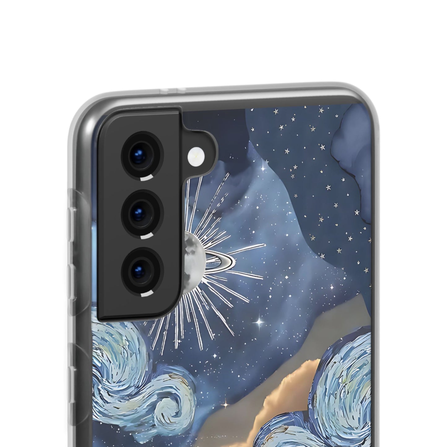 Celestial Flexi Case, Boho Phone Cover, Galaxy Protection, Starry Night Design,