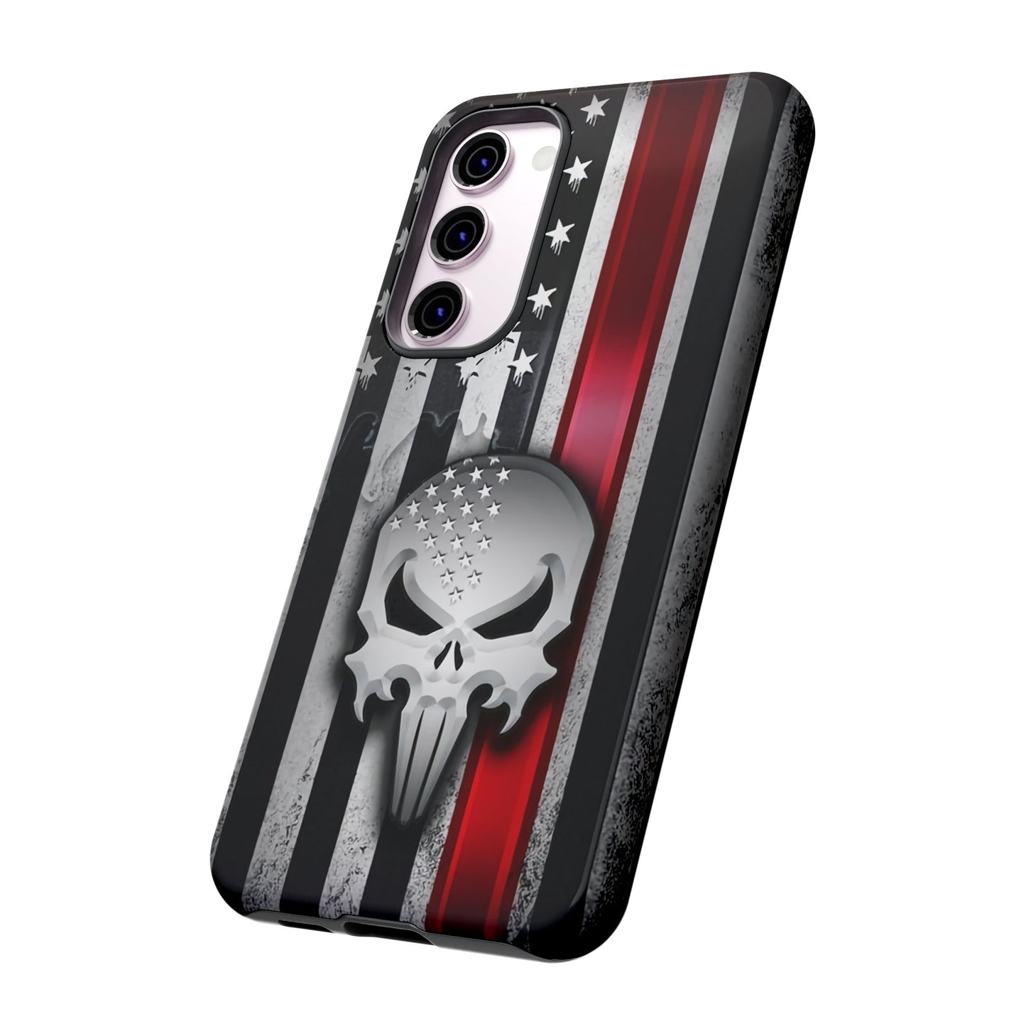 Tough Cases For iPhone, Galaxy and Pixel,  Thin Red Line, Jake Skull Design