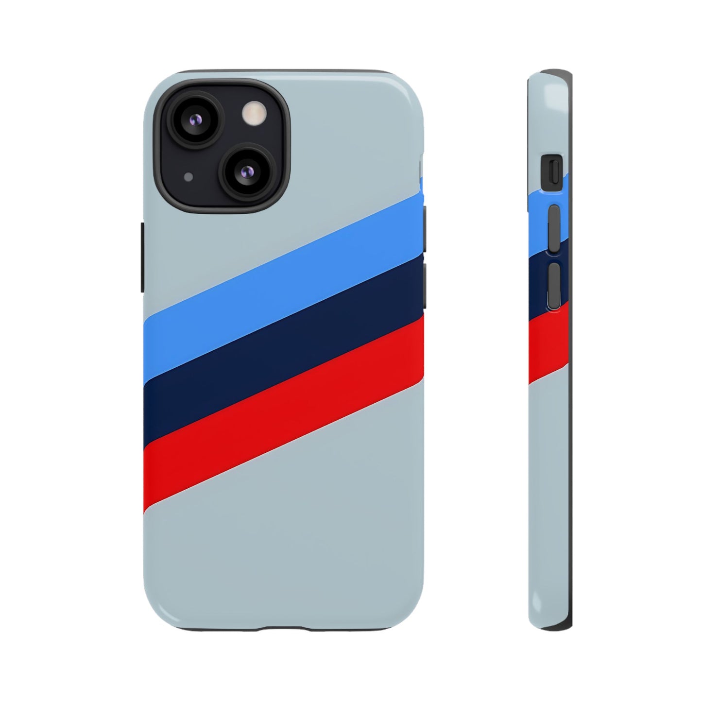 Gray Tough Case For iPhone, Samsung Galaxy and Google Pixel, Blue & Red Stripe