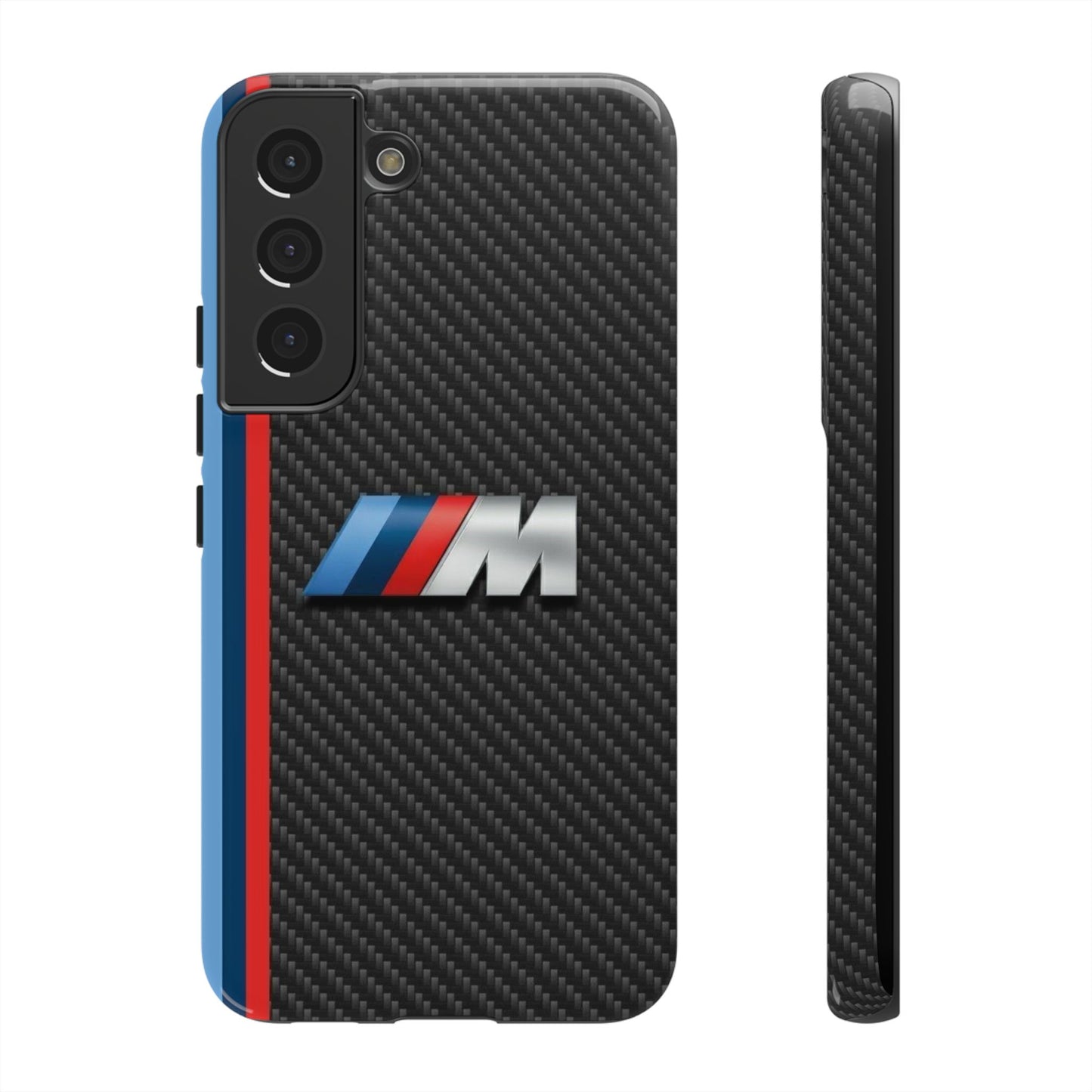 Phone Case - Black Tough Case for iPhones, Galaxy, Pixel, Blue And Red Stripes, BMW M Series