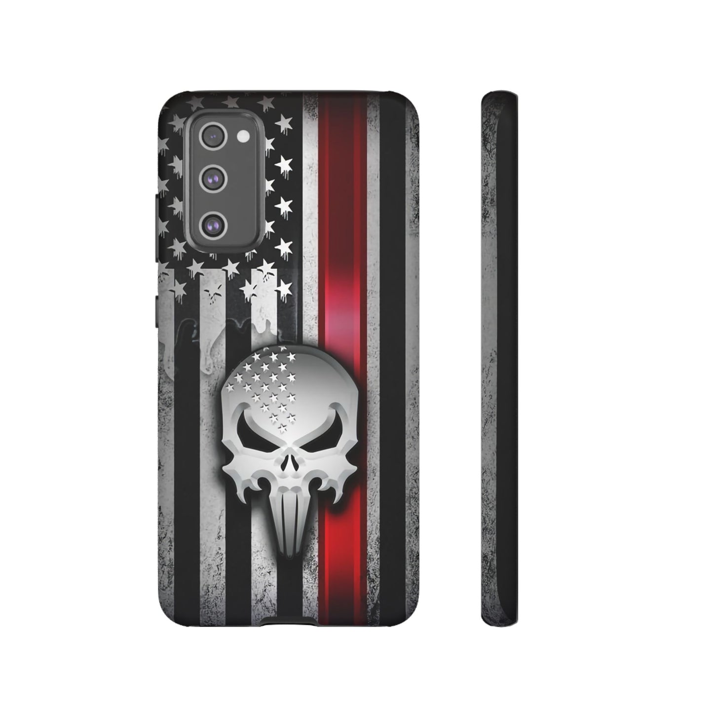 Tough Cases For iPhone, Galaxy and Pixel,  Thin Red Line, Jake Skull Design