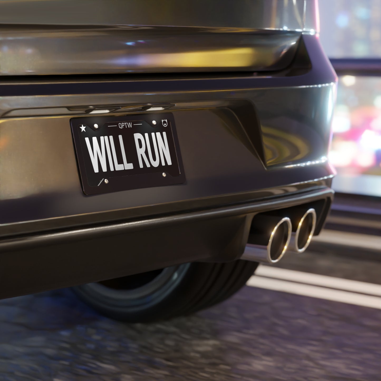 Front Vanity License Plate "Will Run" Quiet Racing Club Inspired