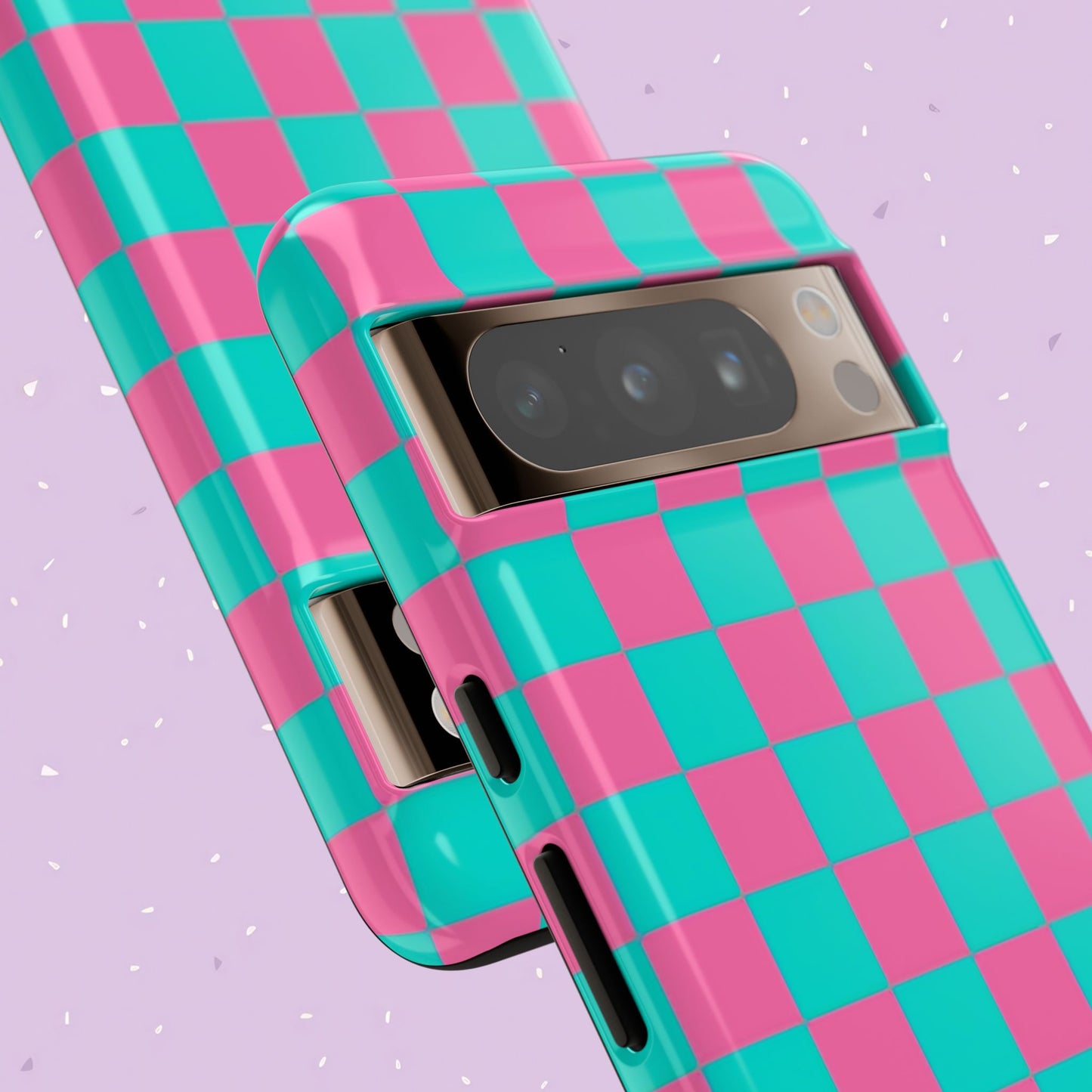 Hot Pink And Teal Checker Pattern Tough Case for iPhone, Galaxy Phones and Google Pixel