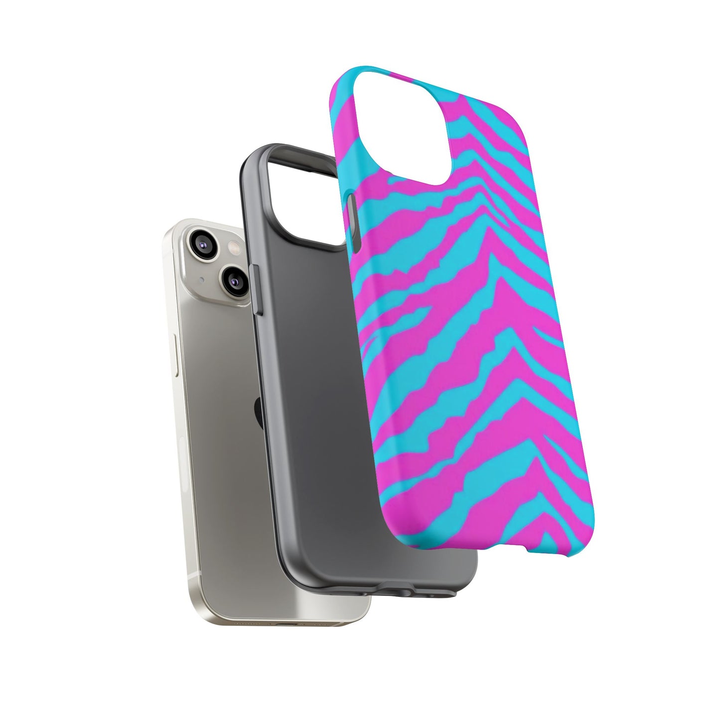 Animal Print Hot Pink And Teal Tough Case for iPhone, Galaxy and Google Pixel