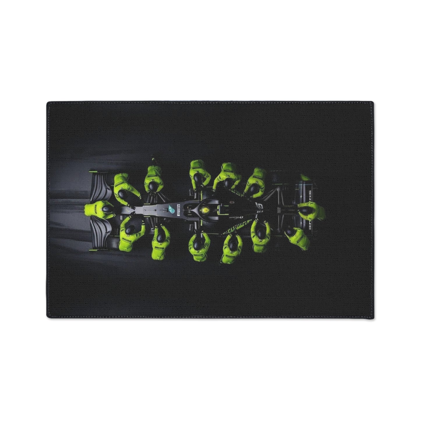 Motor Sports Pit Crew Illustration Floor Mat Formula Racing Team Scene Pirelli Tire