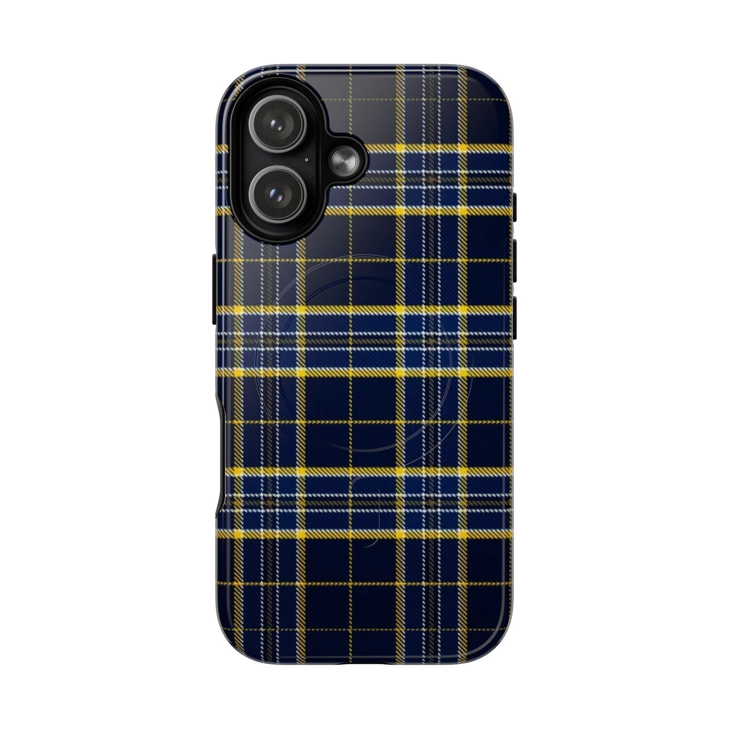 Navy Yellow Plaid Phone Case Tough Magnetic Case | Plaid iPhone Cover
