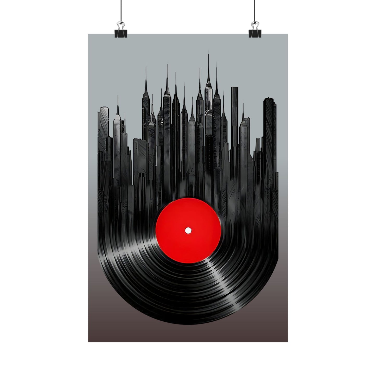 Vinyl Record Matte Vertical Posters Music Inspired Cityscape