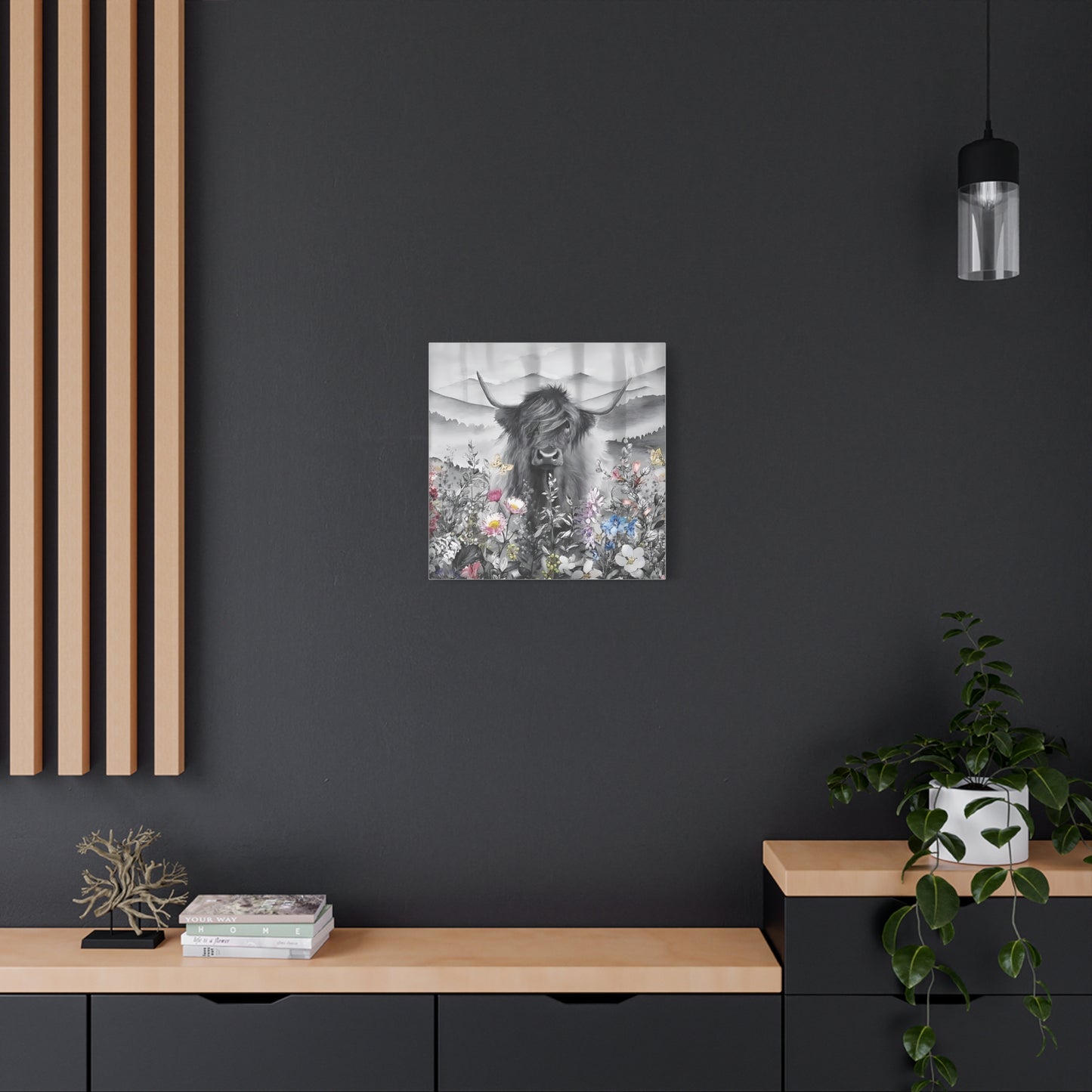 Canvas Poster, Scottish Highland Cow Vertical Wall Art, Housewarming Gift, Home