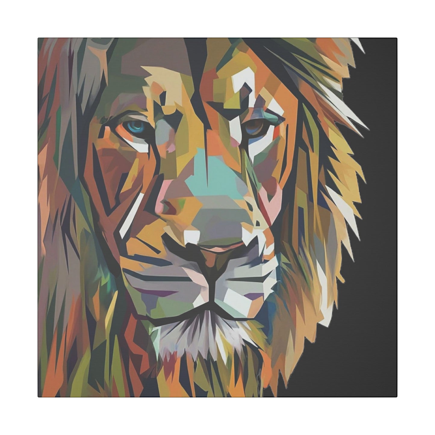 Geometric Lion Face Matte Canvas Print, Custom Wall Decor