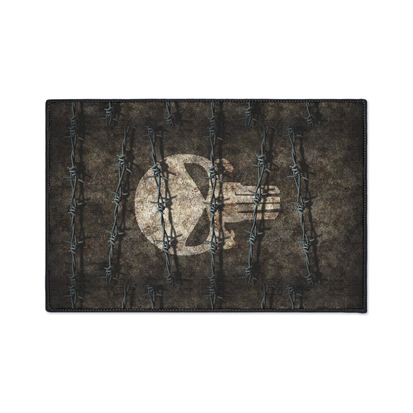 Heavy Duty Floor Mat with Unique Jake Skull Barbed Wire Design | Durable Rug