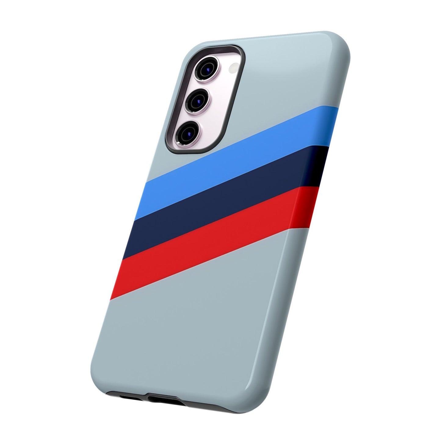 Gray Tough Case For iPhone, Samsung Galaxy and Google Pixel, Blue & Red Stripe