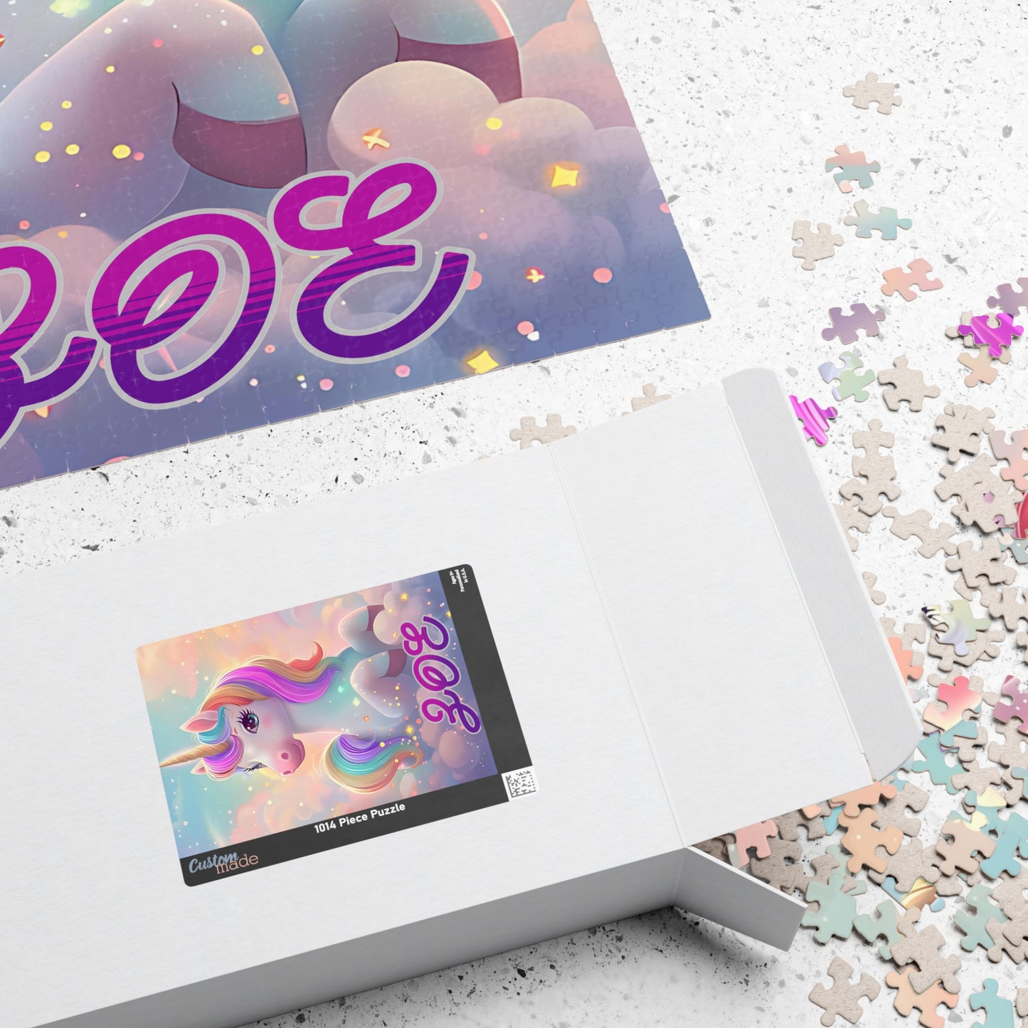 Custom Name Kids Magic Unicorn Puzzle, Personalized Jigsaw Gift Set For Child