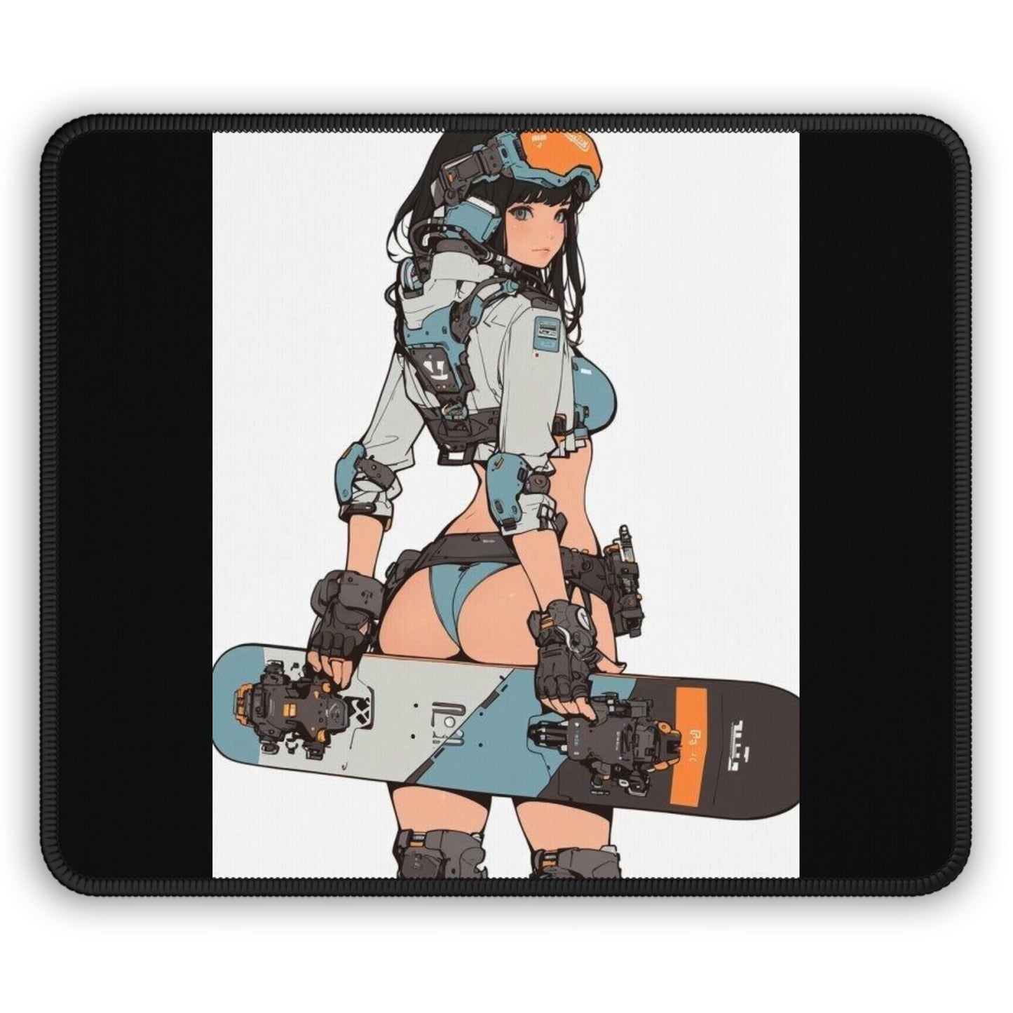 Cyberpunk Skateboard Girl Gaming Mouse Pad | Anime Waifu Mecha Rider