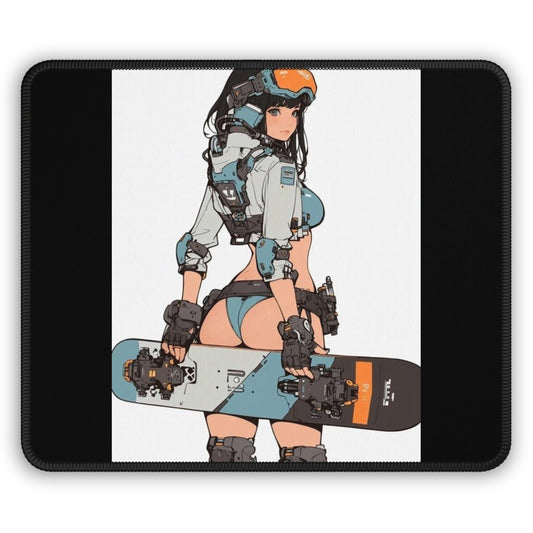 Cyberpunk Skateboard Girl Gaming Mouse Pad | Anime Waifu Mecha Rider