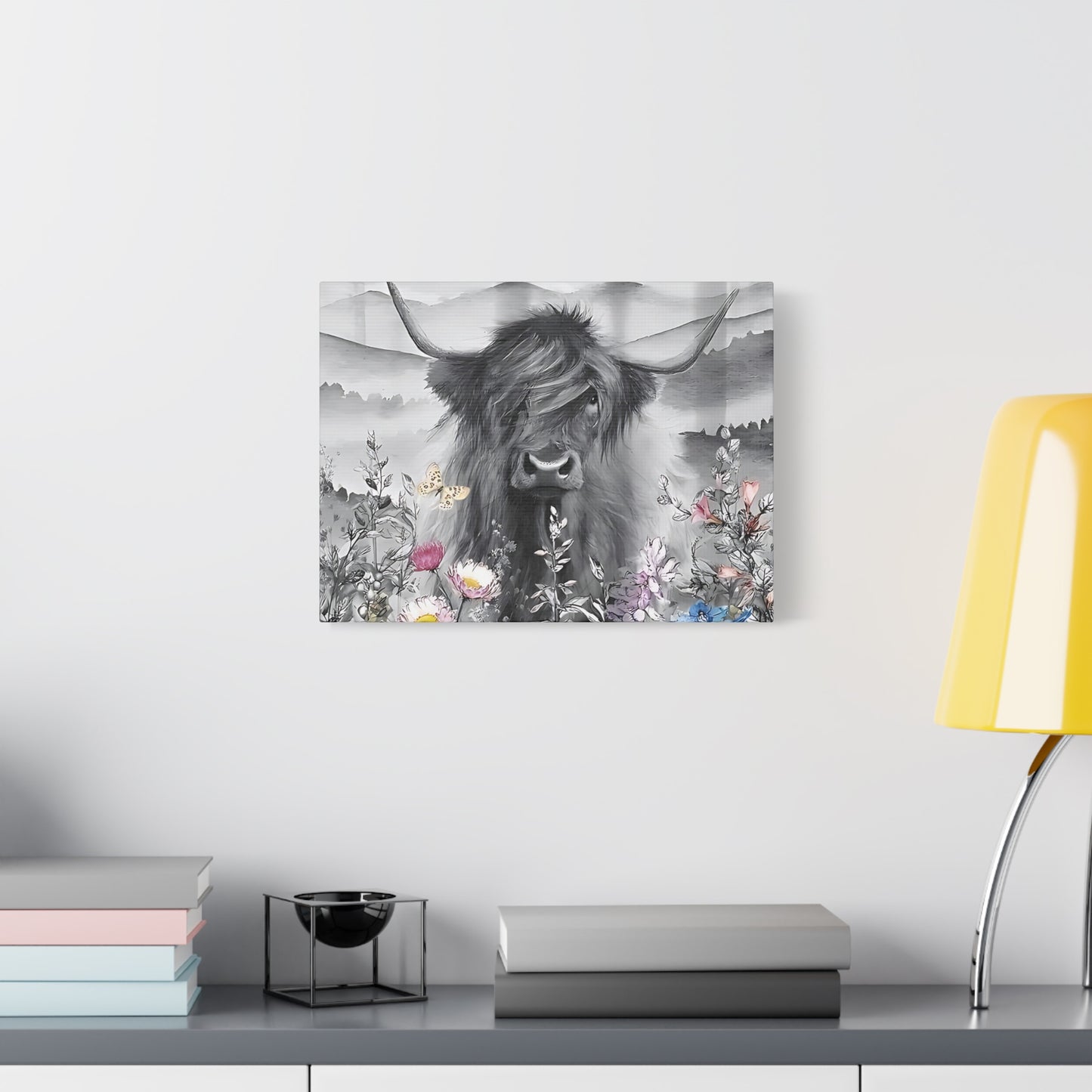 Canvas Poster, Scottish Highland Cow Vertical Wall Art, Housewarming Gift, Home