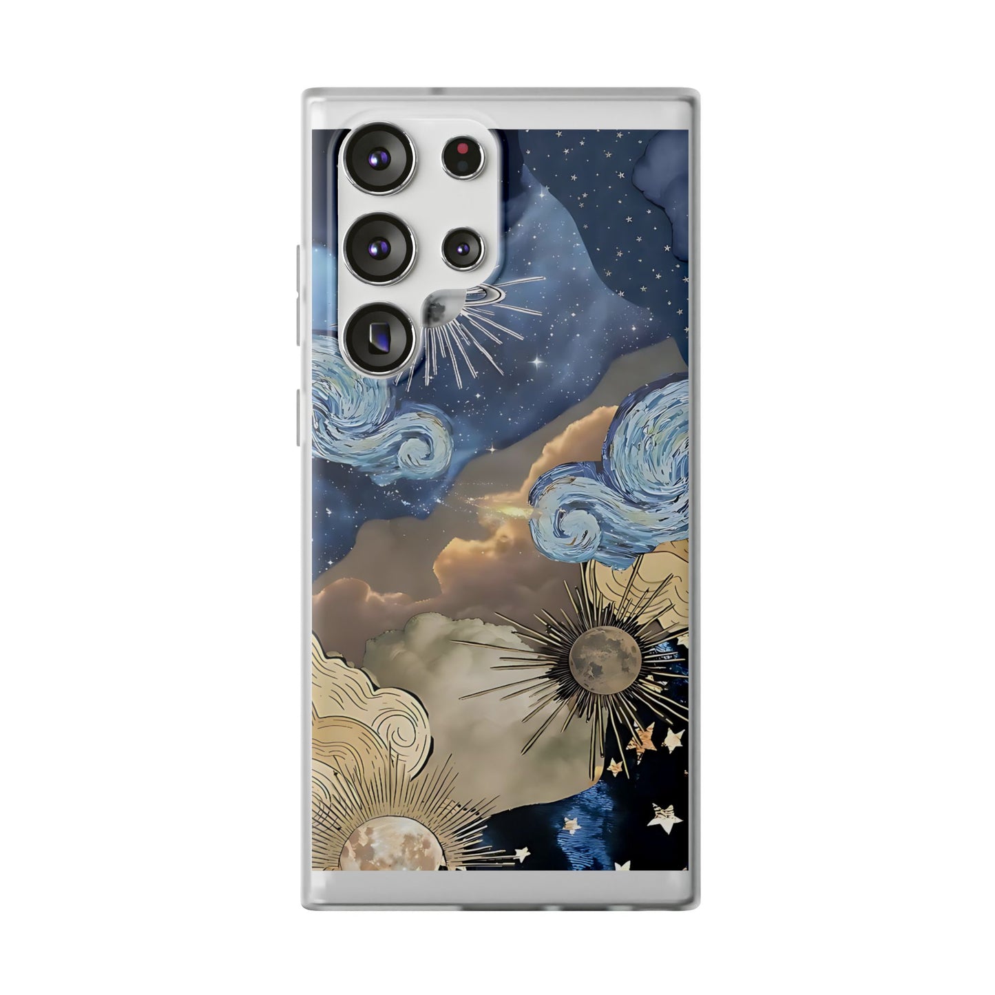 Celestial Flexi Case, Boho Phone Cover, Galaxy Protection, Starry Night Design,