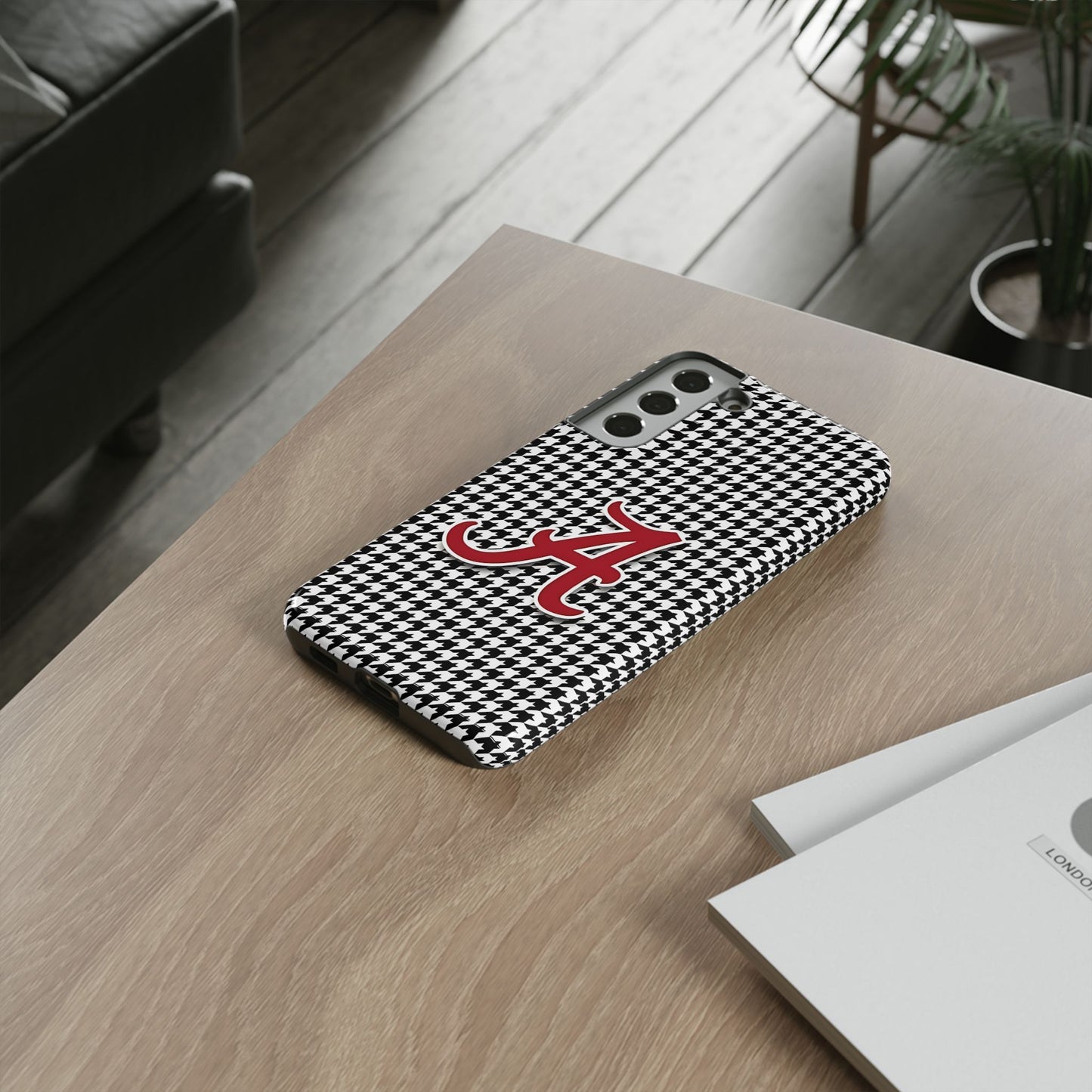Alabama Houndstooth Phone Case, Tough Cases, College RTR Fan Gear, Initial A