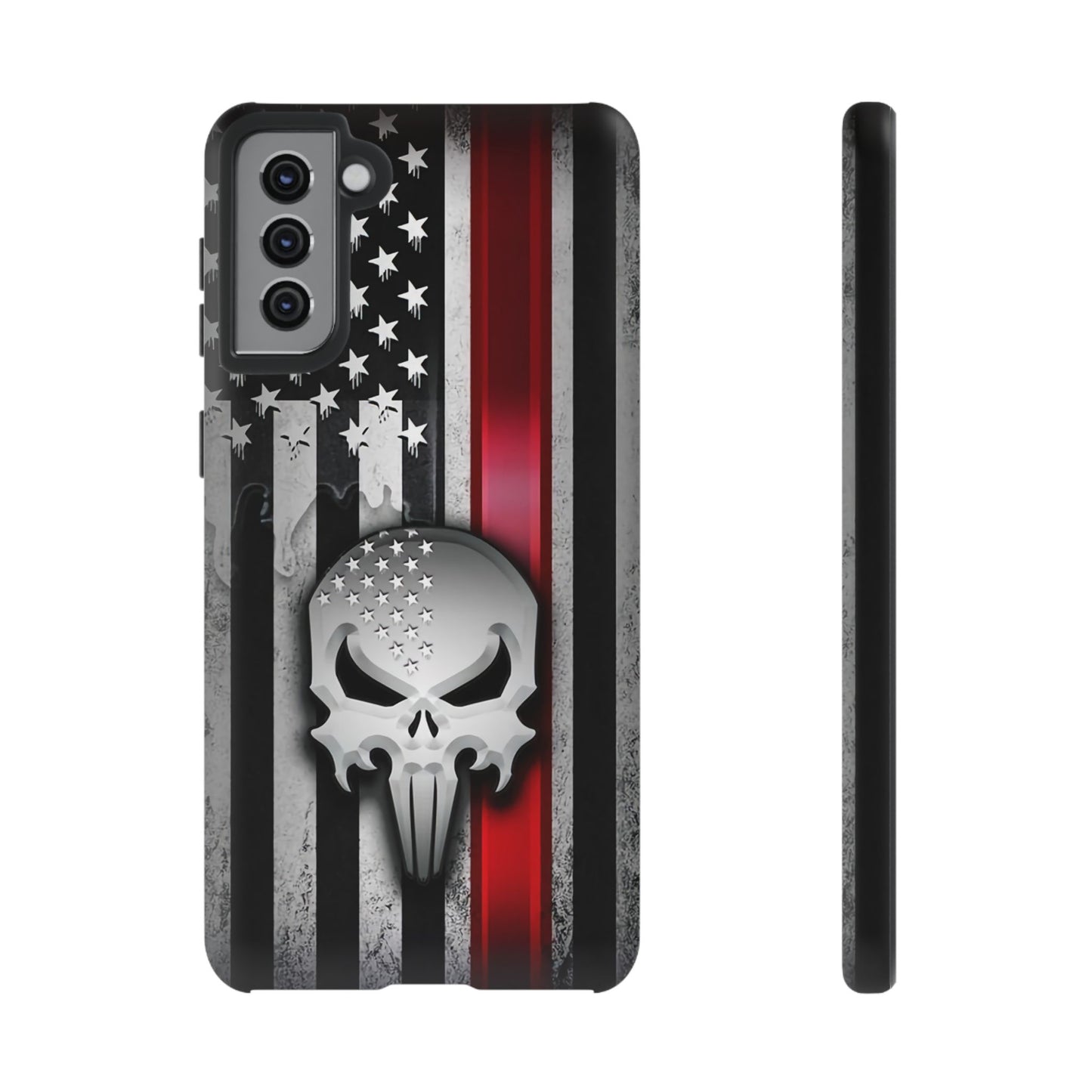 Tough Cases For iPhone, Galaxy and Pixel,  Thin Red Line, Jake Skull Design