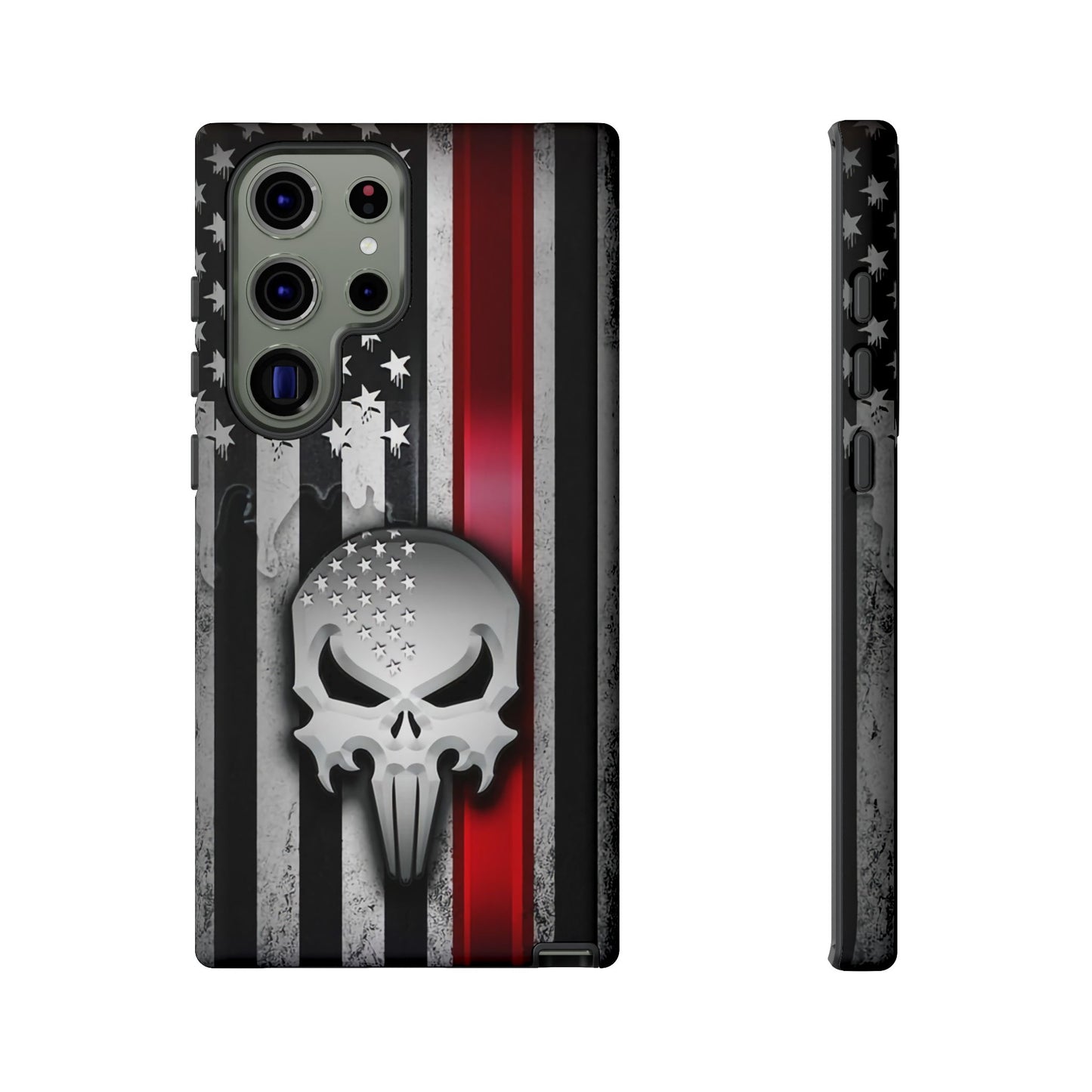 Tough Cases For iPhone, Galaxy and Pixel,  Thin Red Line, Jake Skull Design