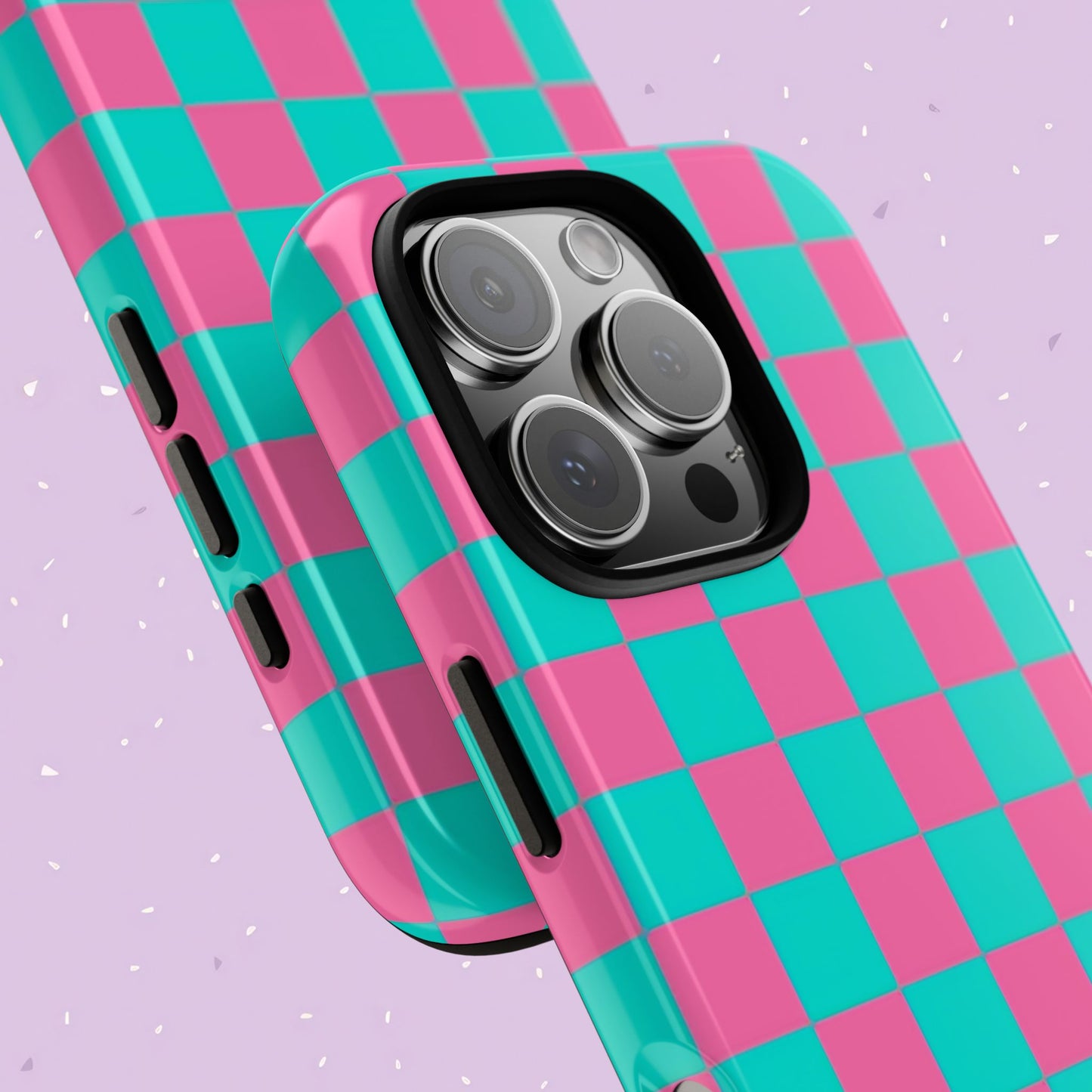 Hot Pink And Teal Checker Pattern Tough Case for iPhone, Galaxy Phones and Google Pixel