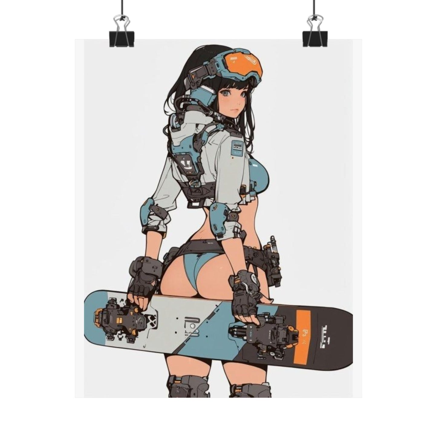Cyberpunk Snowboard Girl Poster | Waifu Girl Anime Manga Matte Vertical Poster