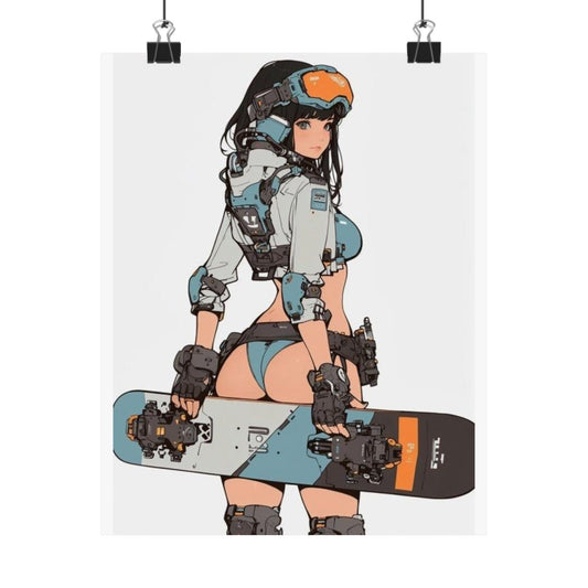 Cyberpunk Snowboard Girl Poster | Waifu Girl Anime Manga Matte Vertical Poster