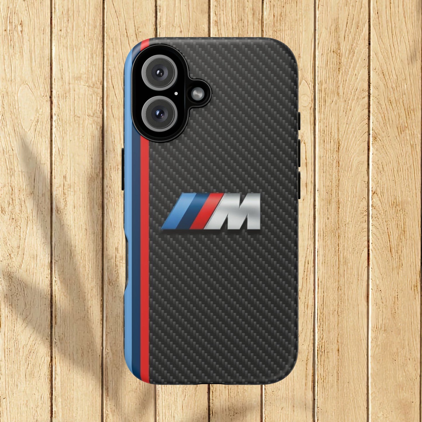 Phone Case - Black Tough Case for iPhones, Galaxy, Pixel, Blue And Red Stripes, BMW M Series