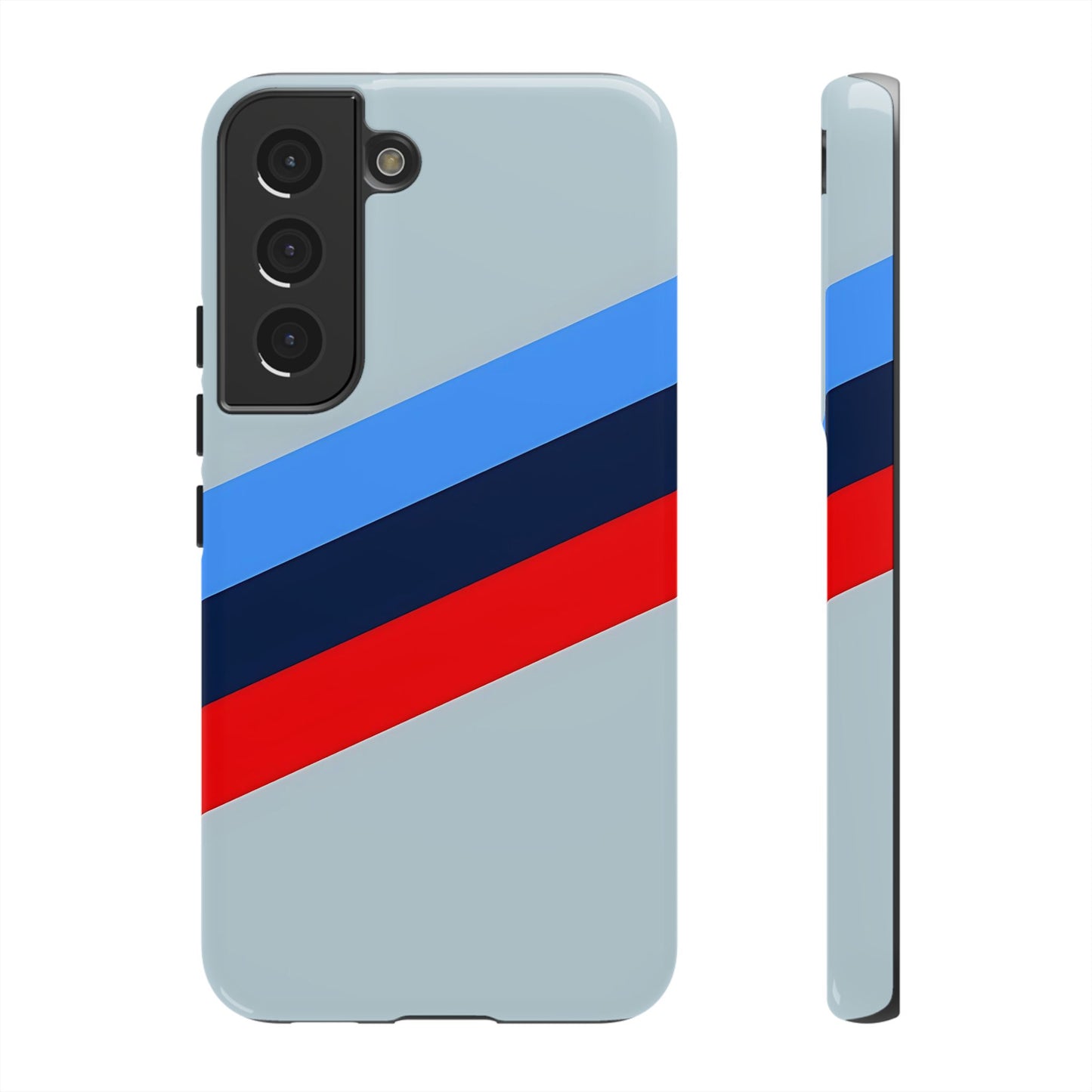 Gray Tough Case For iPhone, Samsung Galaxy and Google Pixel, Blue & Red Stripe