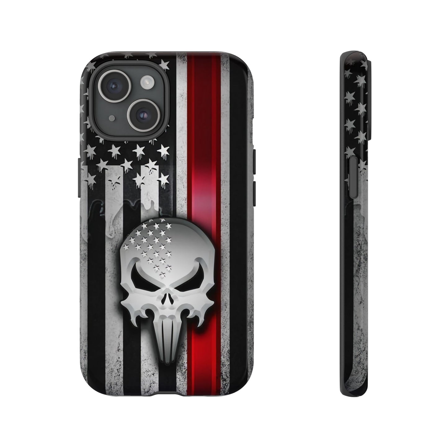 Tough Cases For iPhone, Galaxy and Pixel,  Thin Red Line, Jake Skull Design