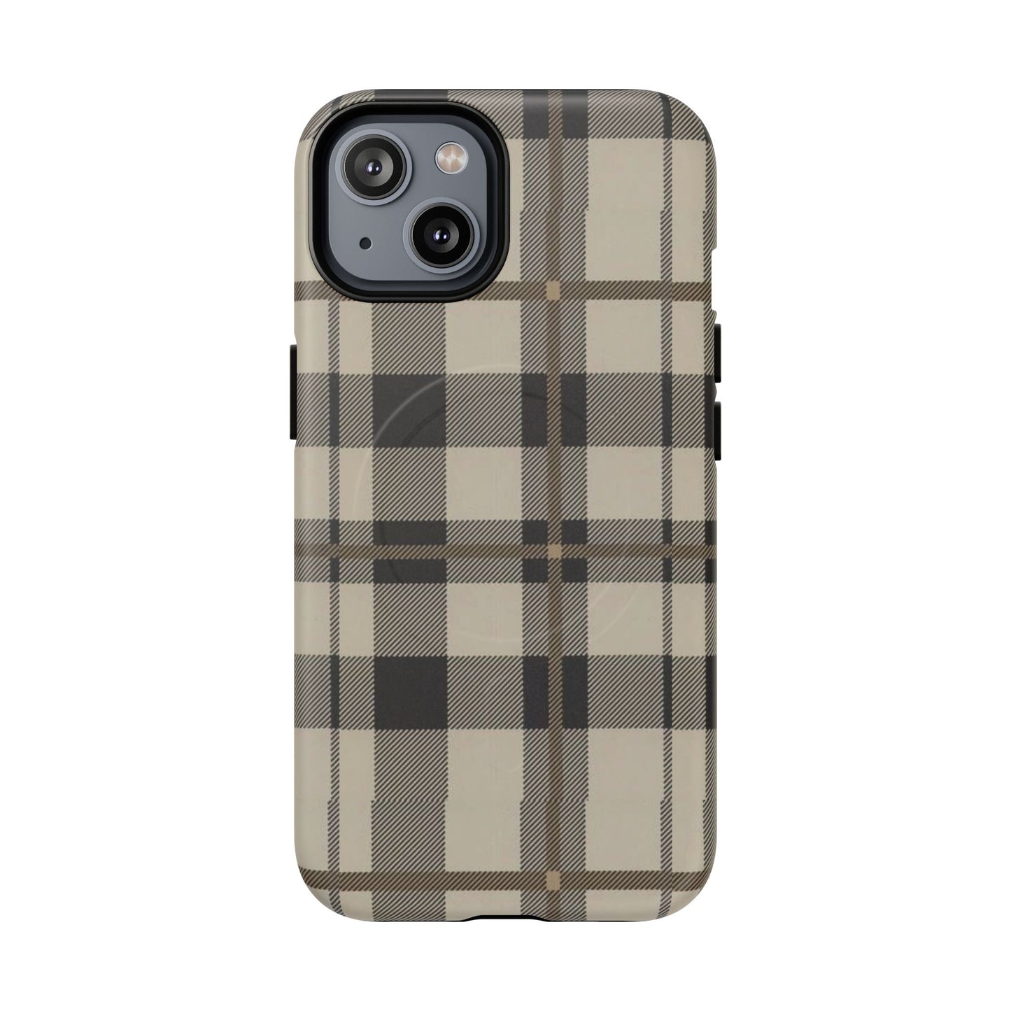 Neutral Plaid Phone Case Tough Magnetic Case | Beige Tartan Gift Idea
