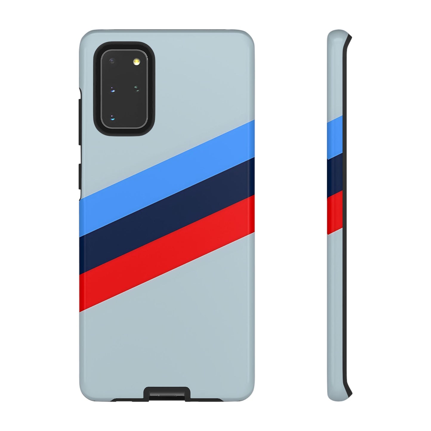 Gray Tough Case For iPhone, Samsung Galaxy and Google Pixel, Blue & Red Stripe