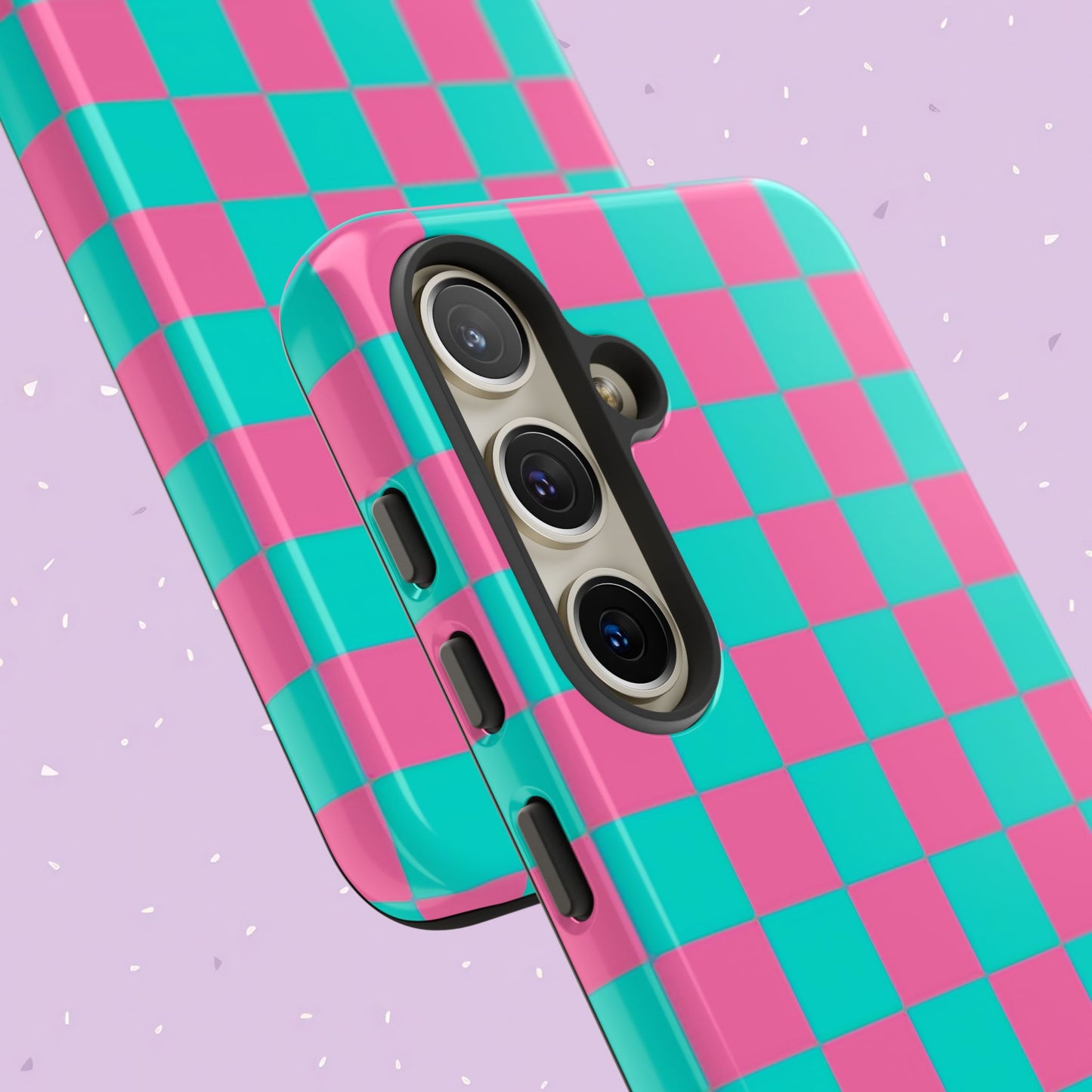 Hot Pink And Teal Checker Pattern Tough Case for iPhone, Galaxy Phones and Google Pixel