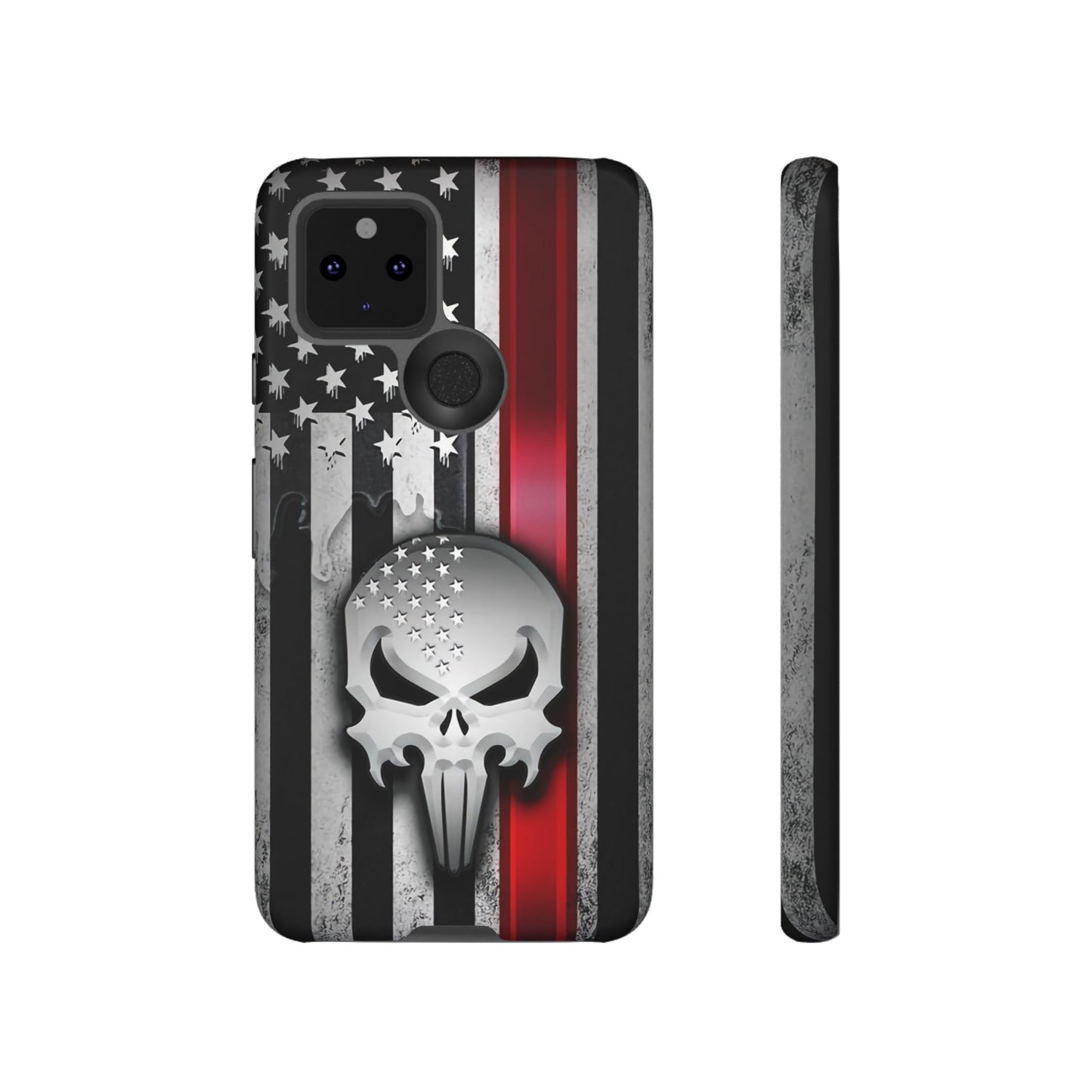 Tough Cases For iPhone, Galaxy and Pixel,  Thin Red Line, Jake Skull Design