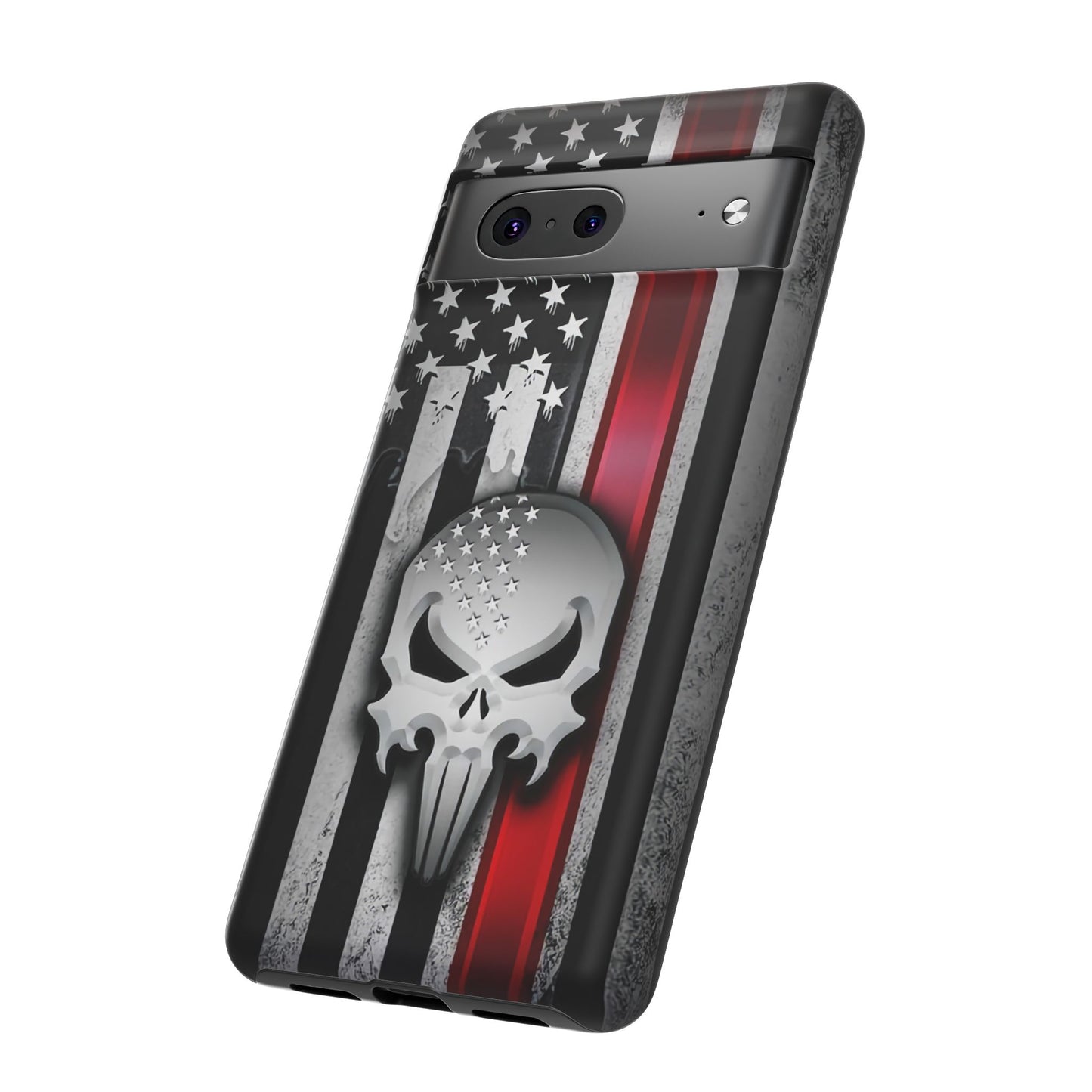 Tough Cases For iPhone, Galaxy and Pixel,  Thin Red Line, Jake Skull Design