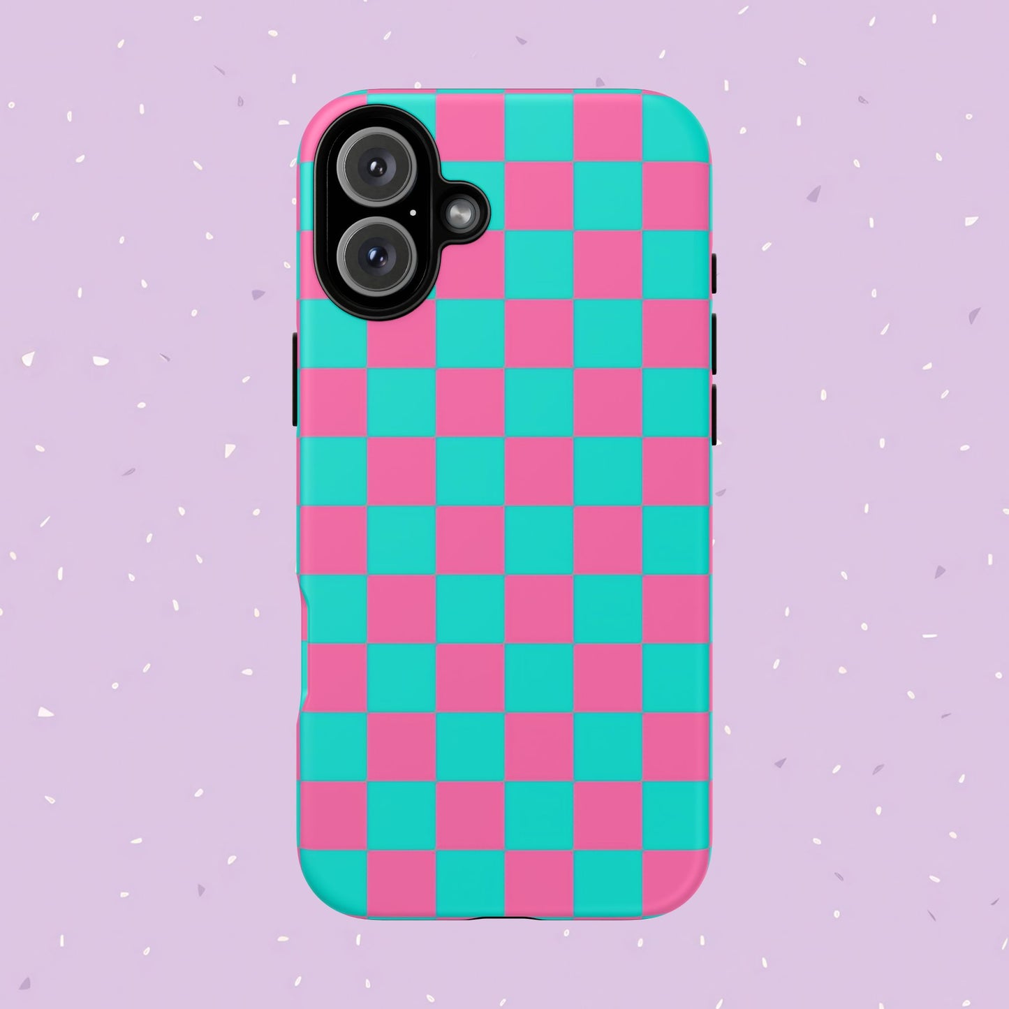 Hot Pink And Teal Checker Pattern Tough Case for iPhone, Galaxy Phones and Google Pixel