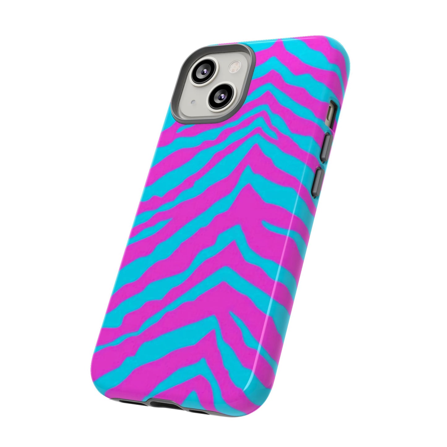 Animal Print Hot Pink And Teal Tough Case for iPhone, Galaxy and Google Pixel