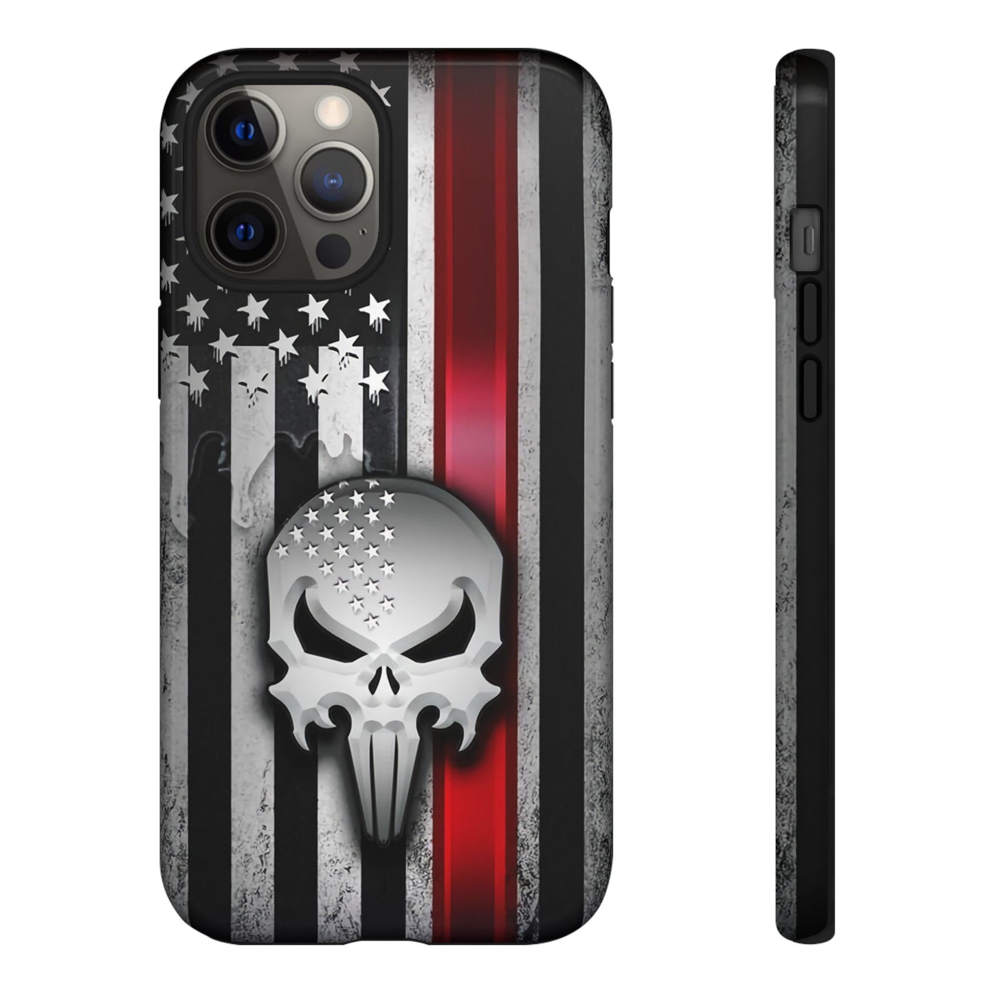 Tough Cases For iPhone, Galaxy and Pixel,  Thin Red Line, Jake Skull Design