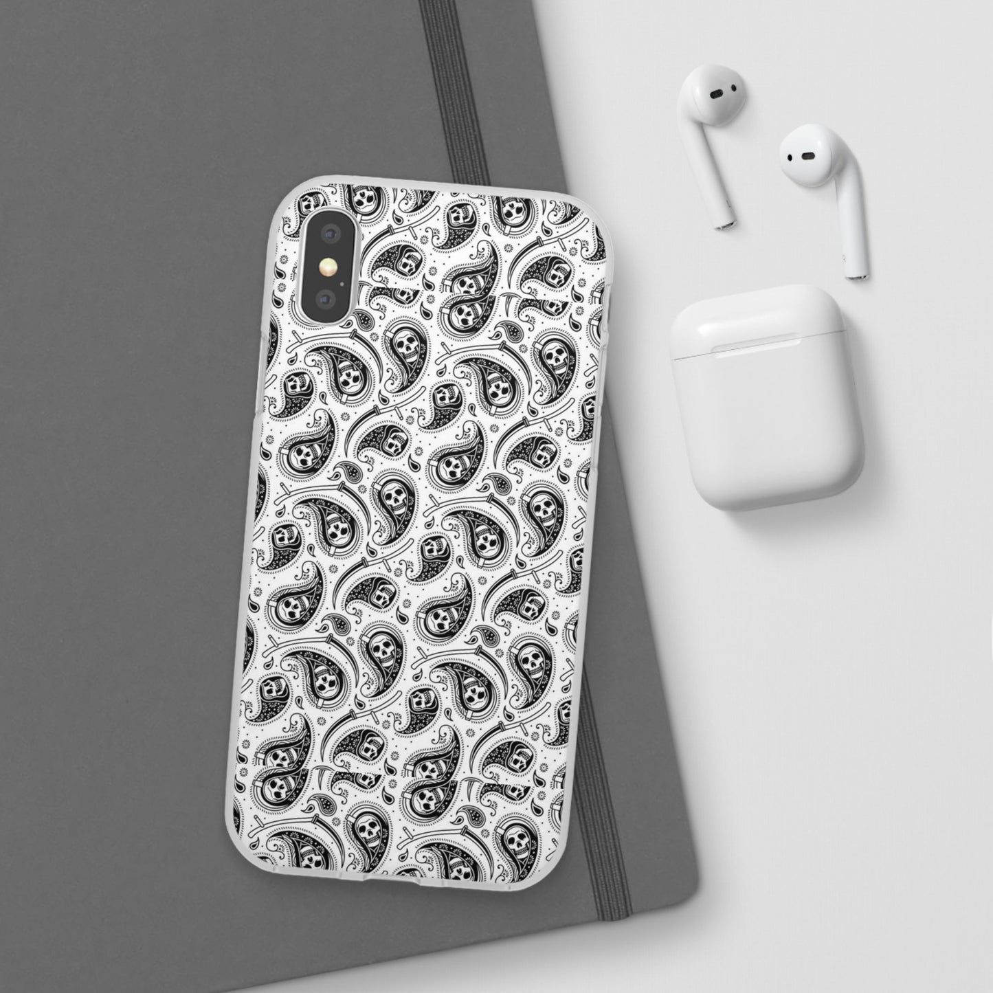 Skull Paisley Pattern Phone Case TPU Soft Flexi Case for iPhones